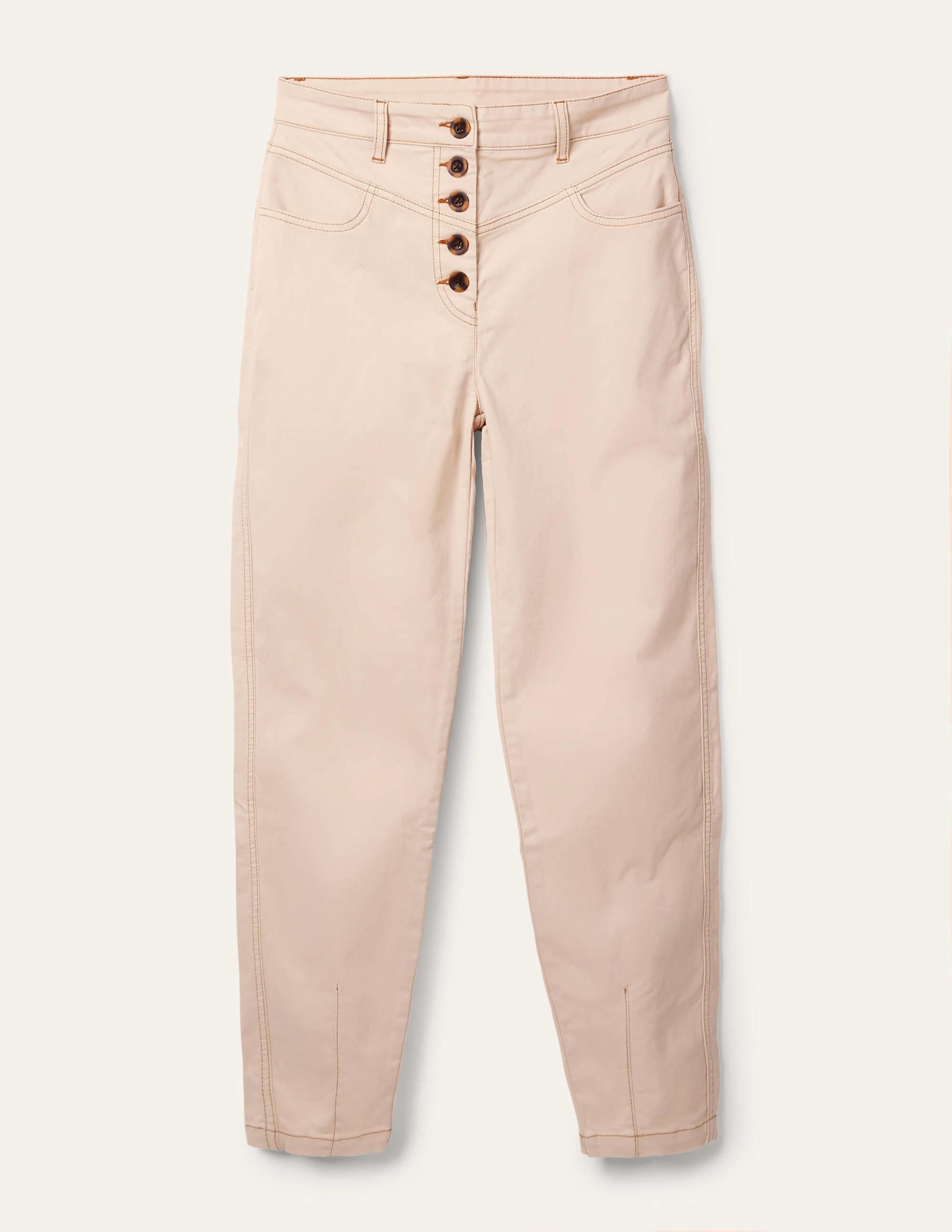 Tapered Chino Trousers-Oat Milk - Image 6