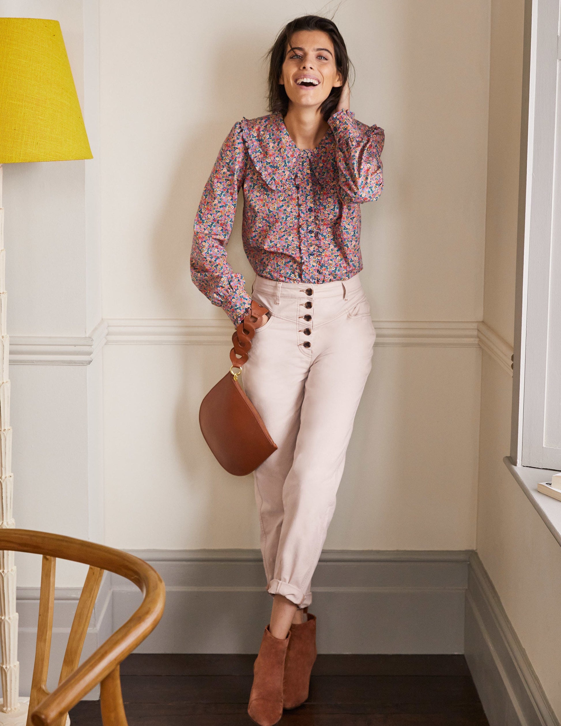 Tapered Chino Trousers-Oat Milk-1