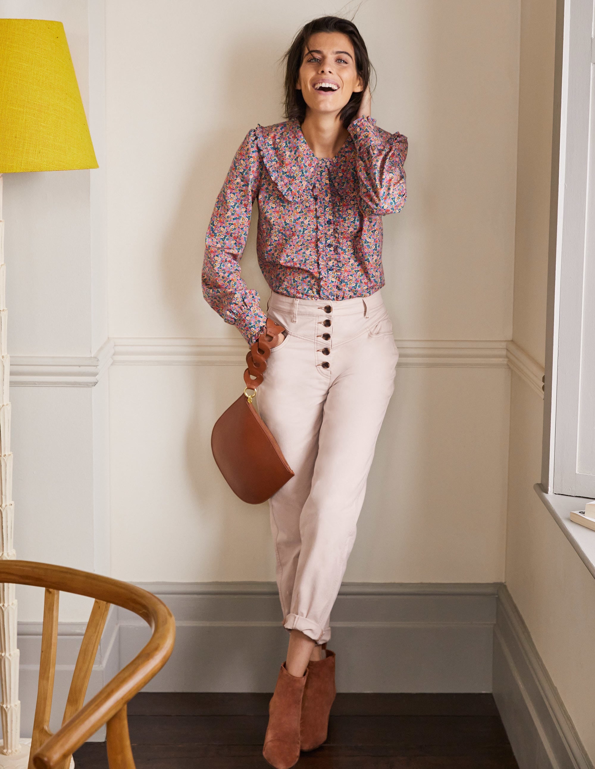 Tapered Chino Trousers-Oat Milk - Image 1