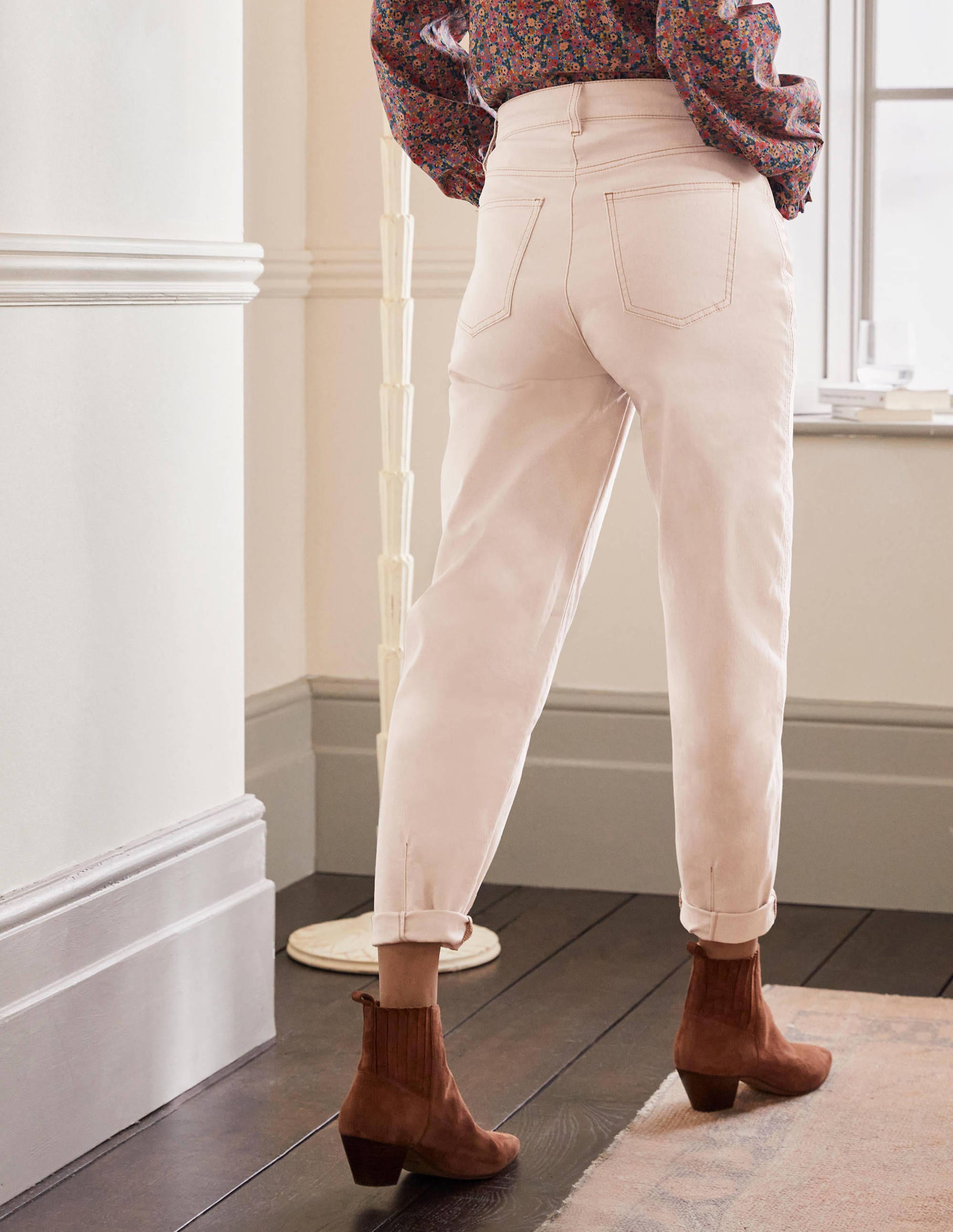 Tapered Chino Trousers-Oat Milk - Image 3