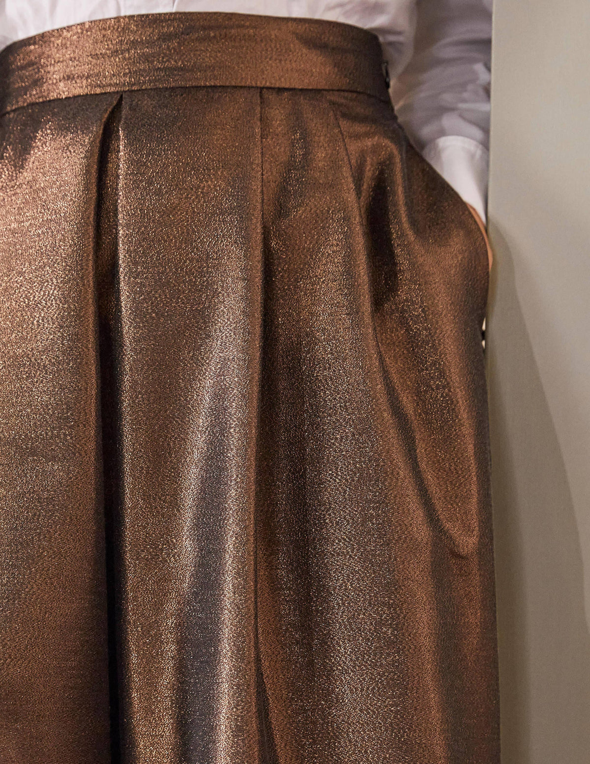 Bronzed Full Midi Skirt-Metallic-1