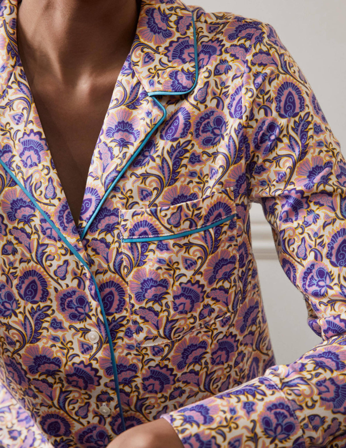 Long Sleeve Pyjama Shirt-Ivory, Rich Floral-2