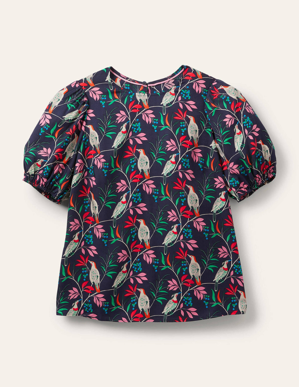 Adriana Puff Sleeve Top-French Navy, Berry Bird - Image 6