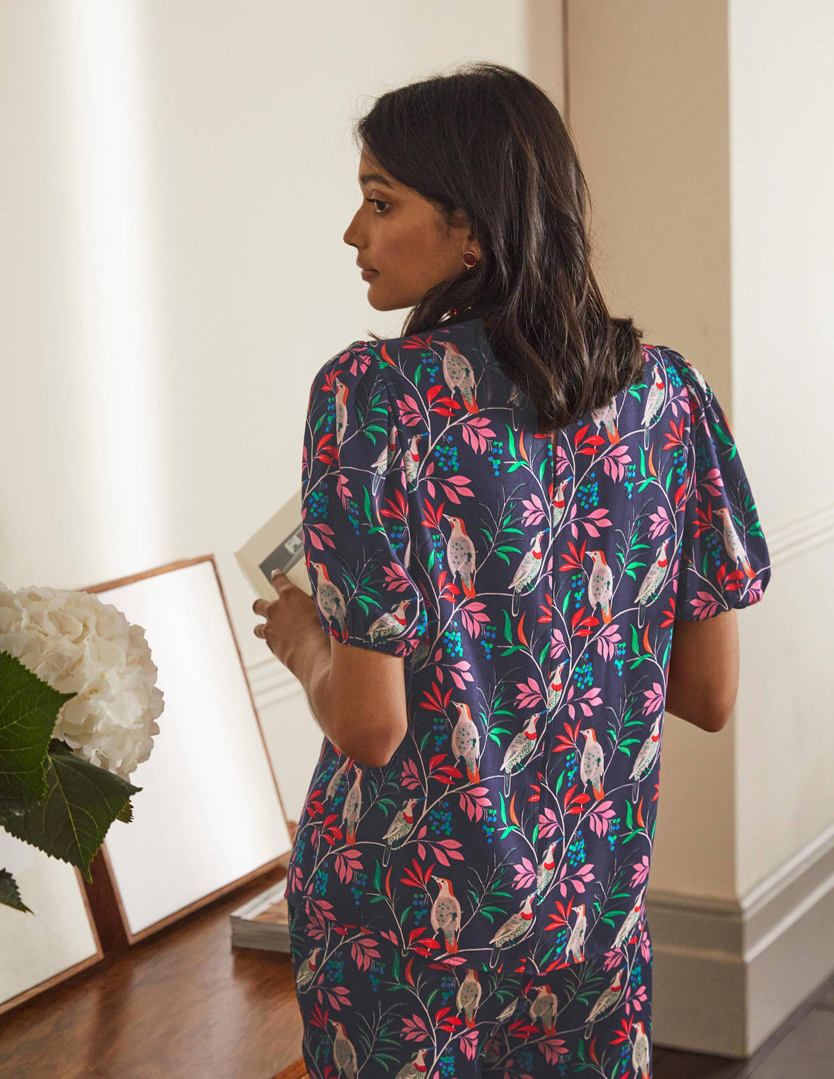 Adriana Puff Sleeve Top-French Navy, Berry Bird - Image 2