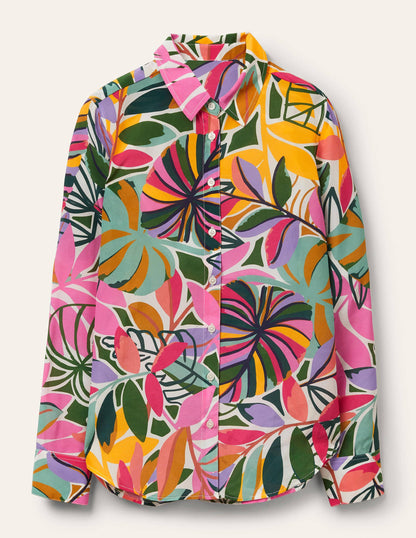 Silk Shirt-Ivory, Tropic Palm-5