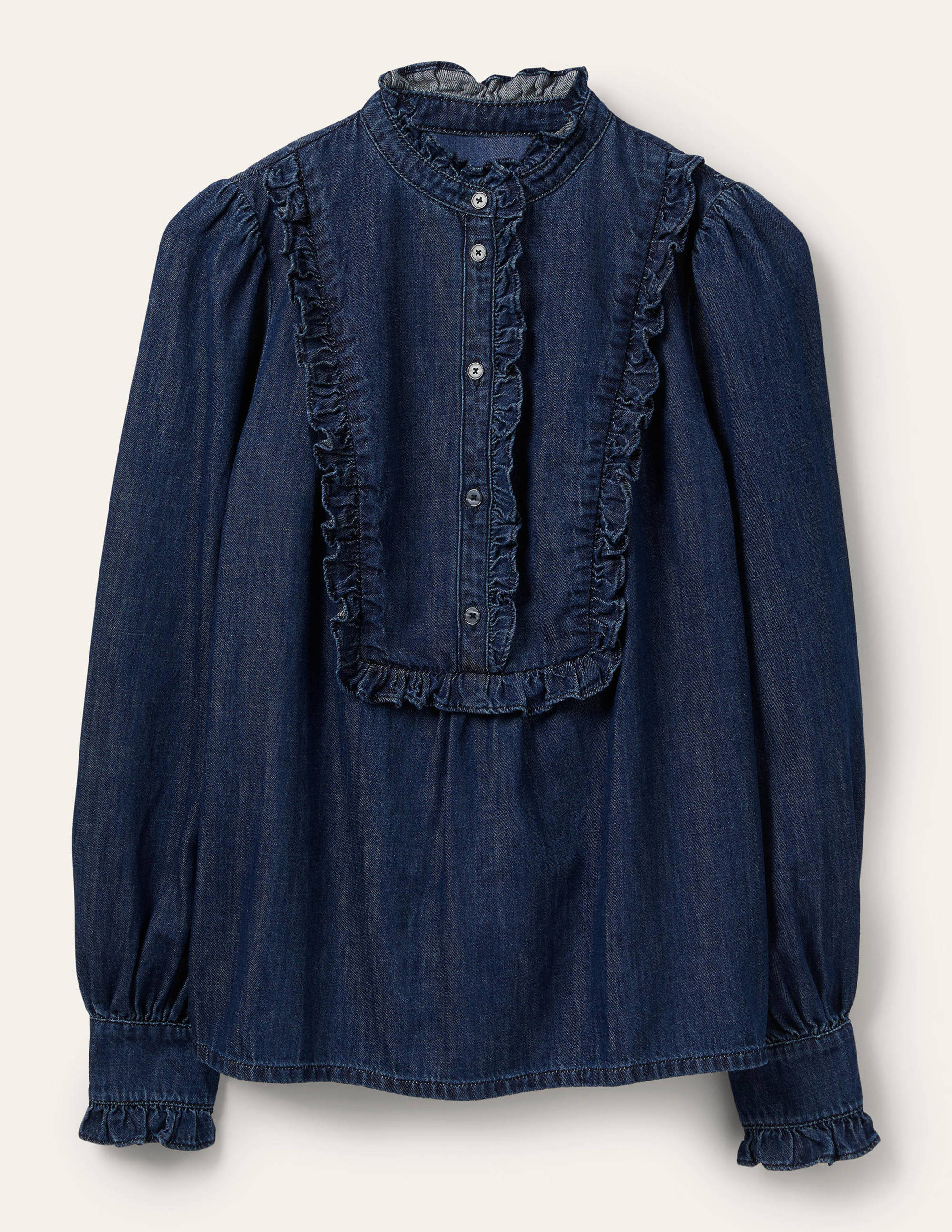 Isla Frill Detail Blouse-Denim - Image 3