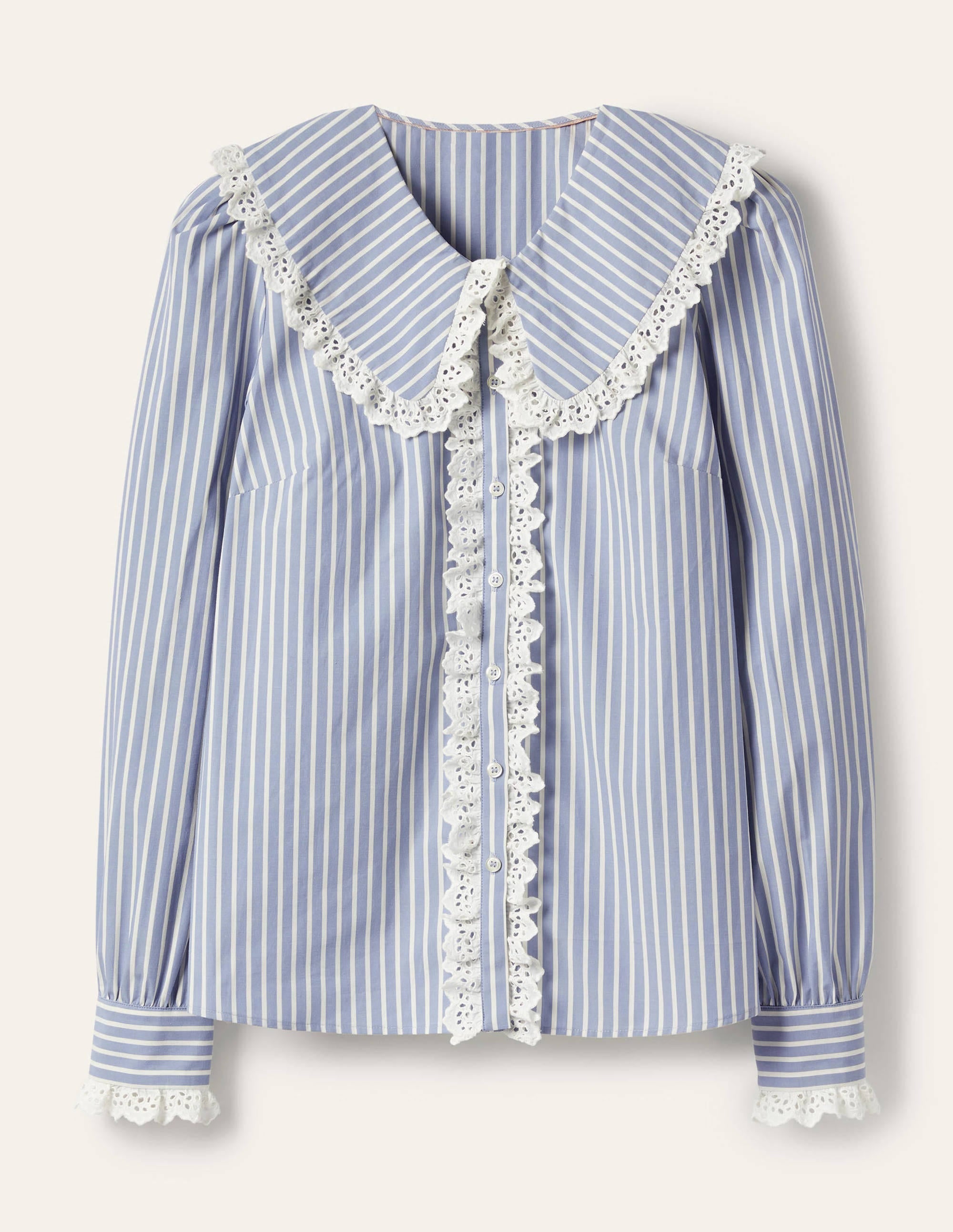 Statement Collar Shirt-Atlantic Ocean Woven Stripe - Image 5