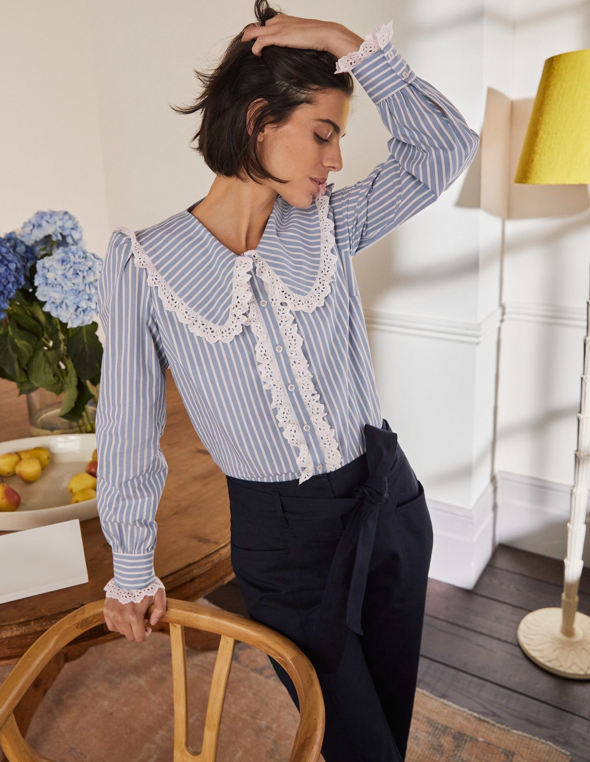 Statement Collar Shirt-Atlantic Ocean Woven Stripe-4