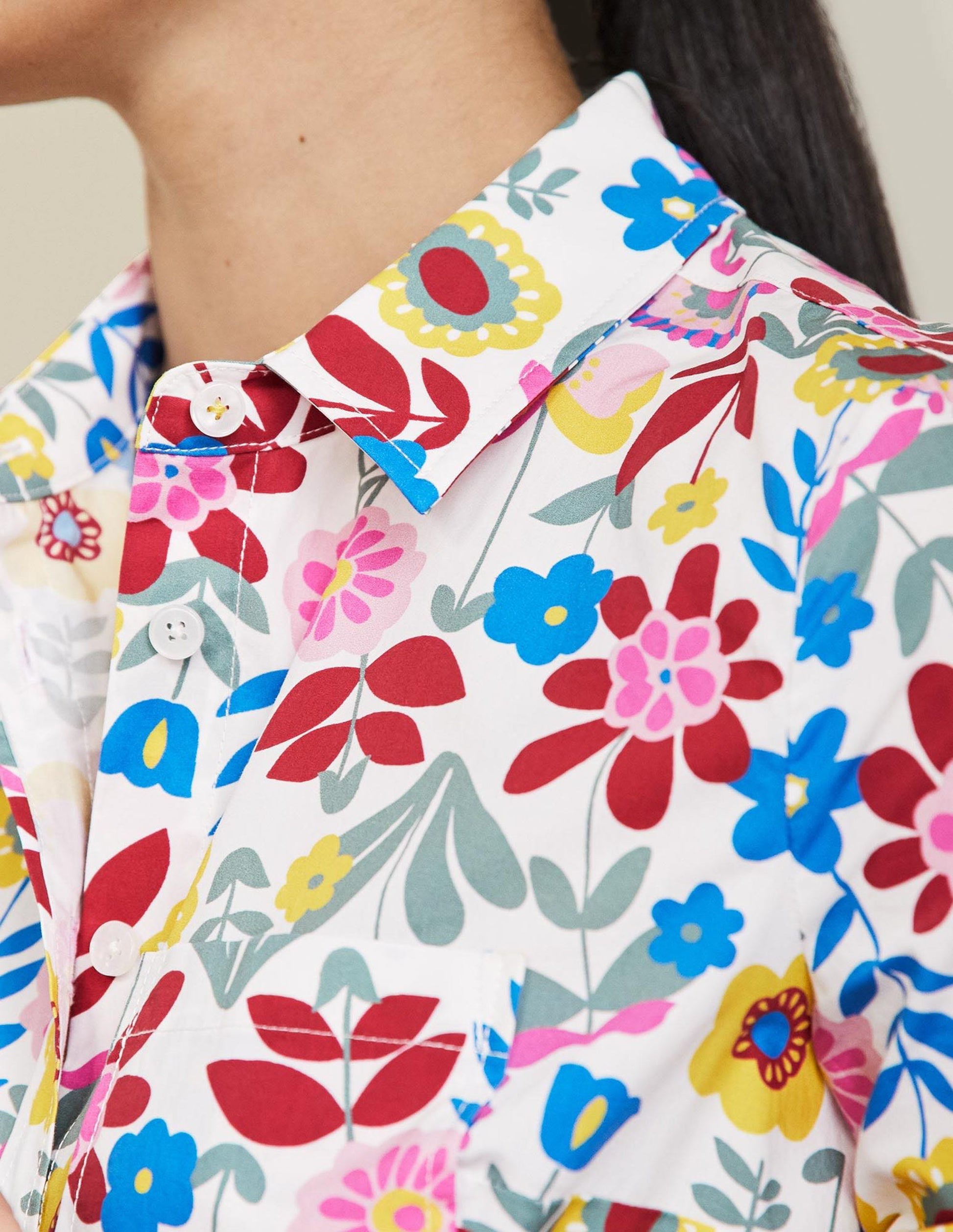 Classic Cotton Shirt-Ivory, Flora Bloom-3