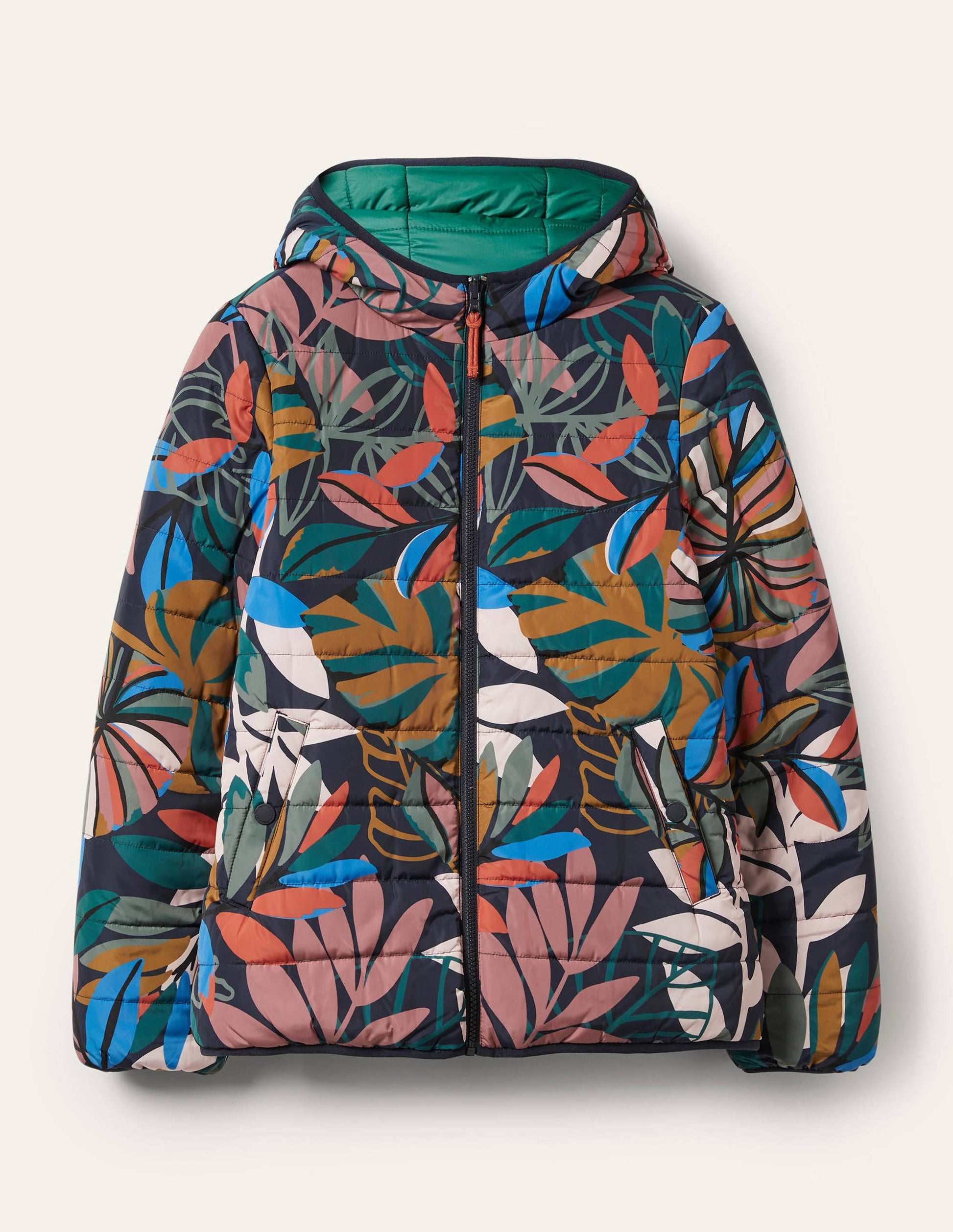 Reversible Puffer Jacket-Navy, Tropic Palm-5