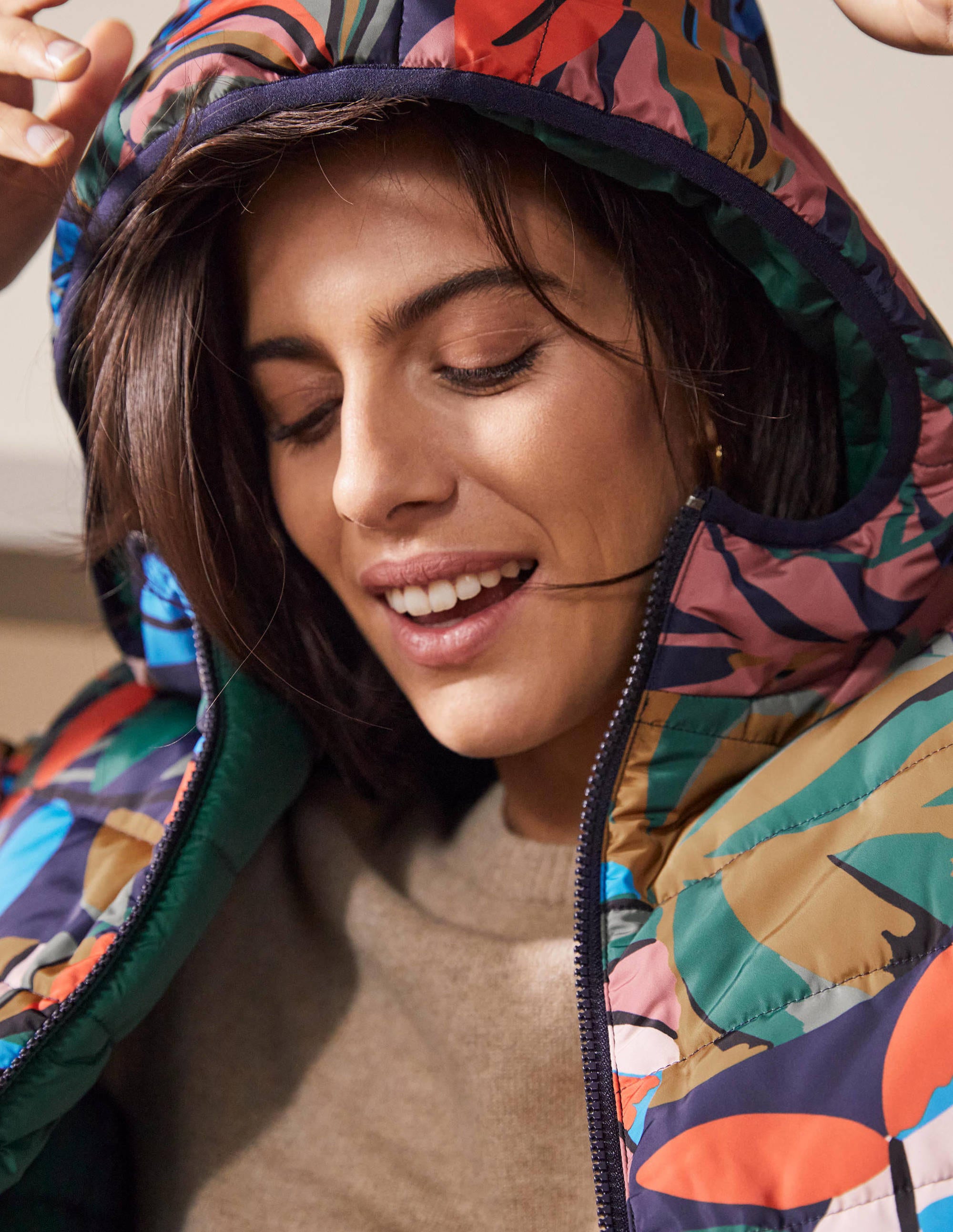 Reversible Puffer Jacket-Navy, Tropic Palm - Image 2