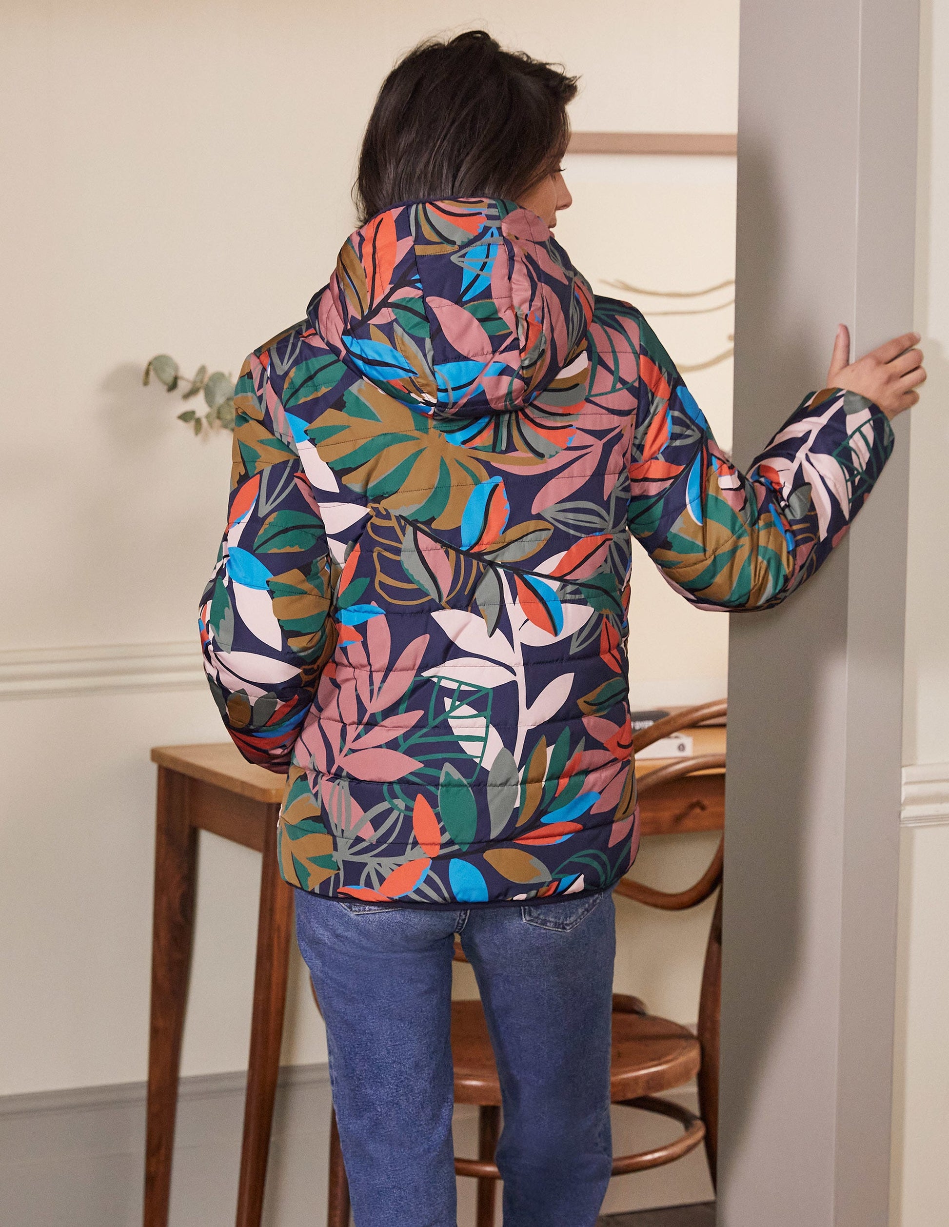 Reversible Puffer Jacket-Navy, Tropic Palm-3