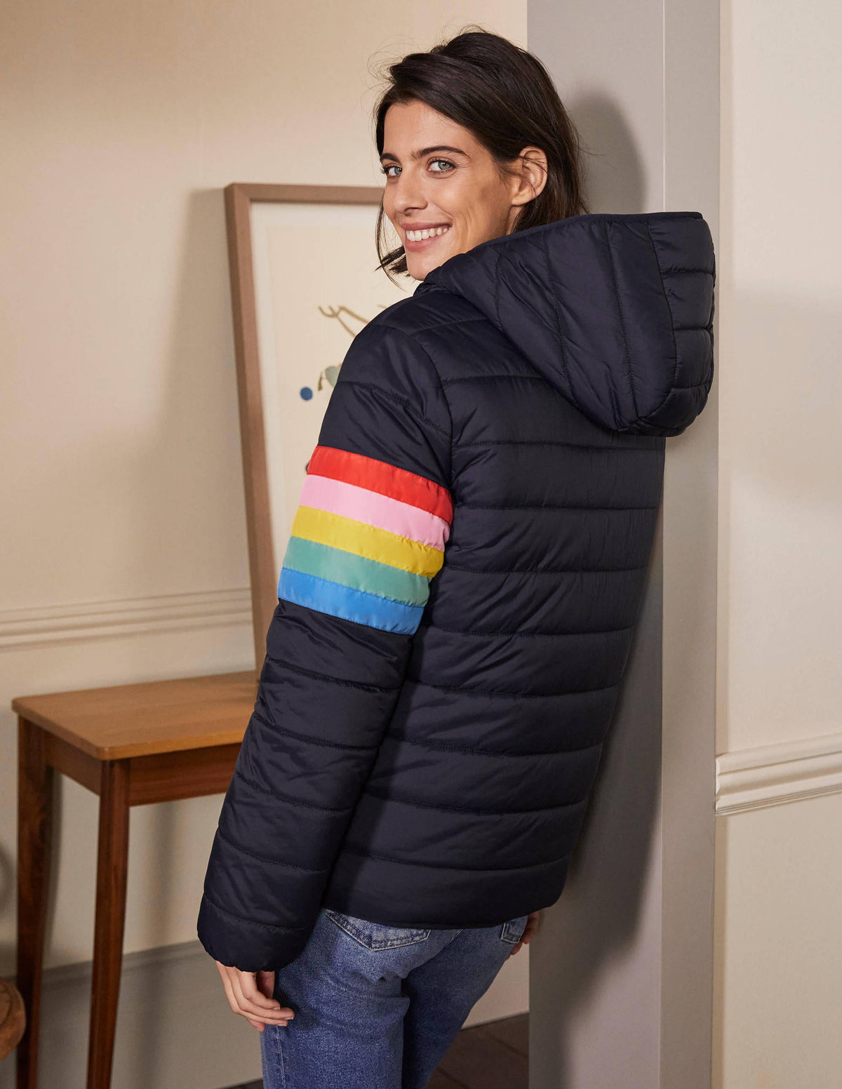Reversible Puffer Jacket-Navy Stripe/Moroccan Blue - Image 3
