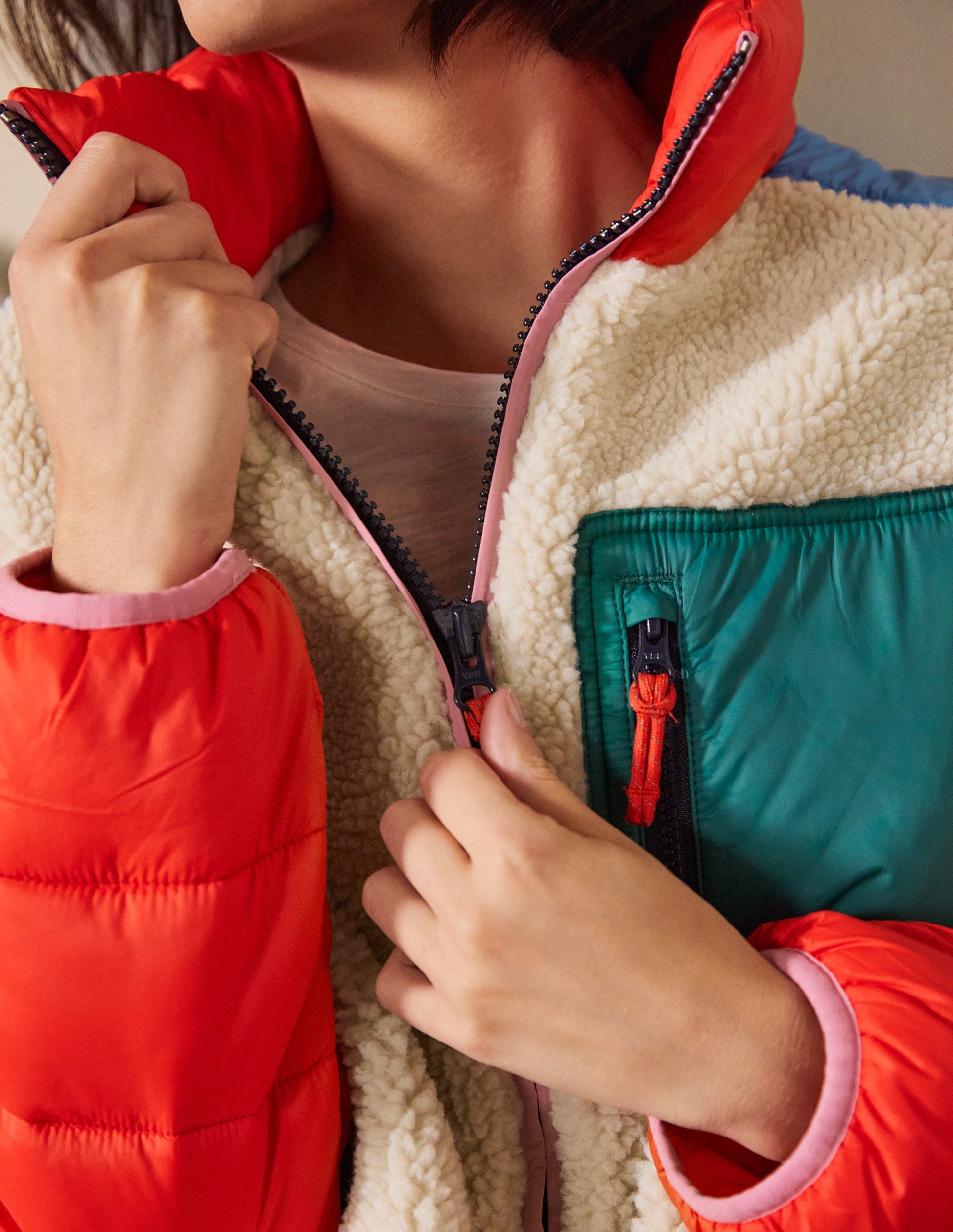 Borg Mix Puffer Jacket-Rope/Firecracker-2