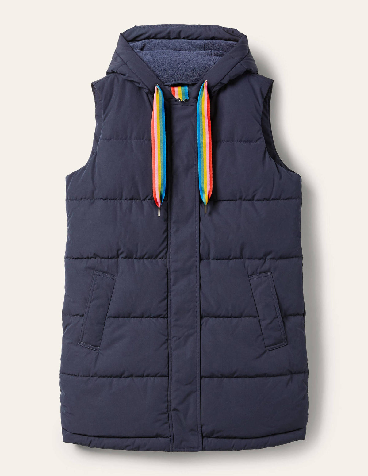 Long Puffer Gilet-Navy/Milkshake-5