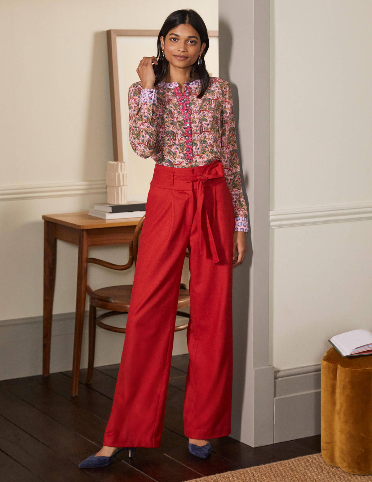 Silk Collarless Blouse-Formica Pink - Image 3