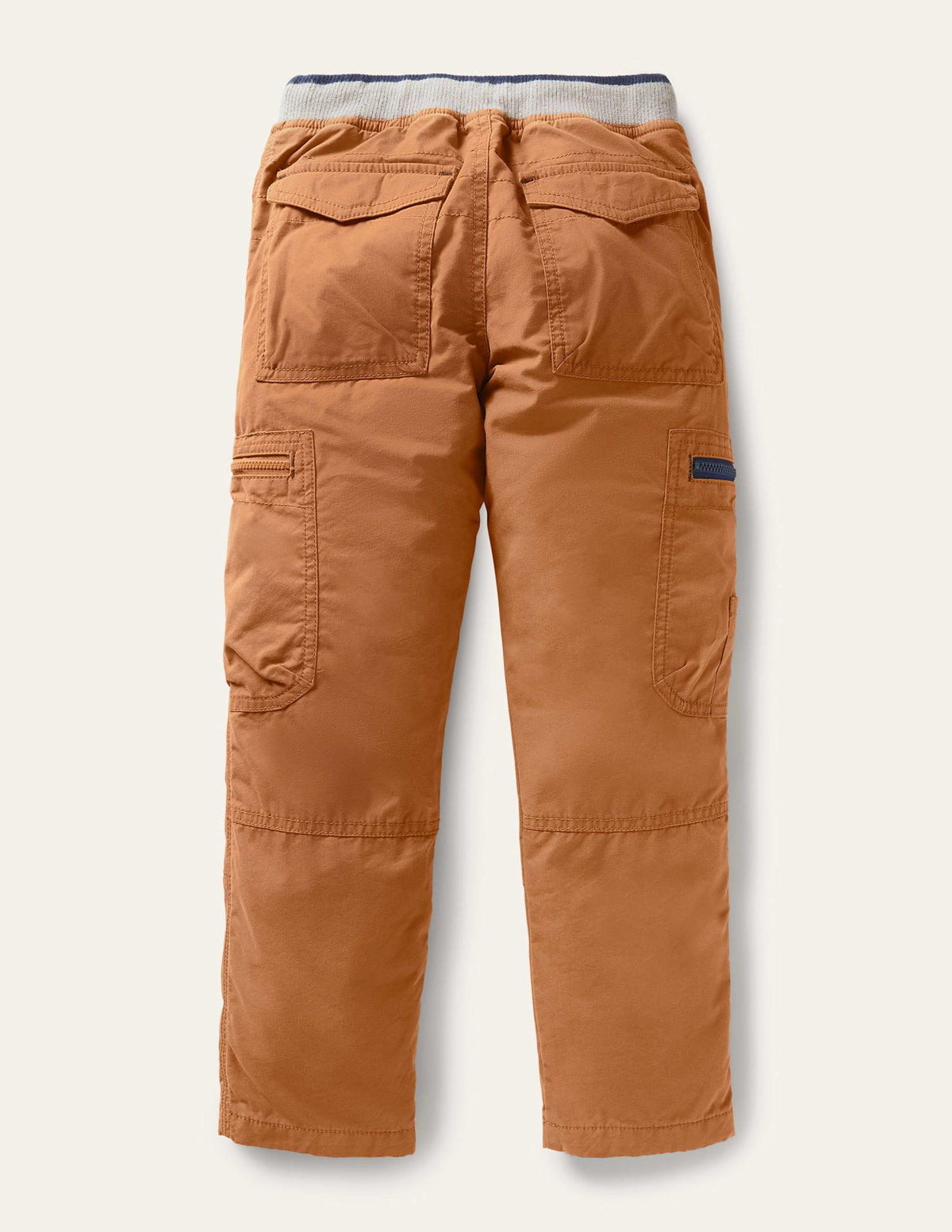 Brown Draw String Cargo Trousers-Butterscotch Brown - Image 2