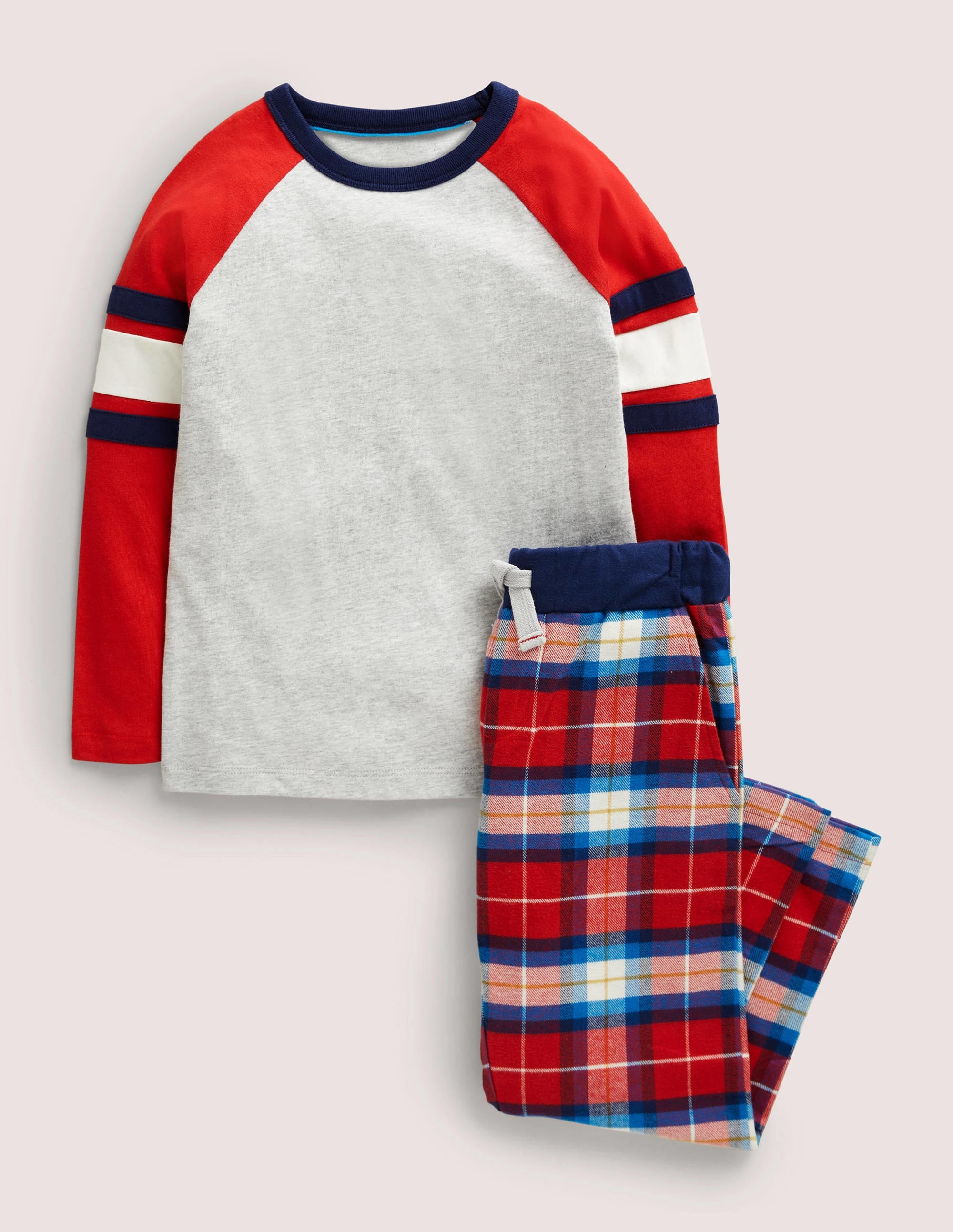Cosy Brushed Pyjama Set-Ivory/Rockabilly Red - Image 1