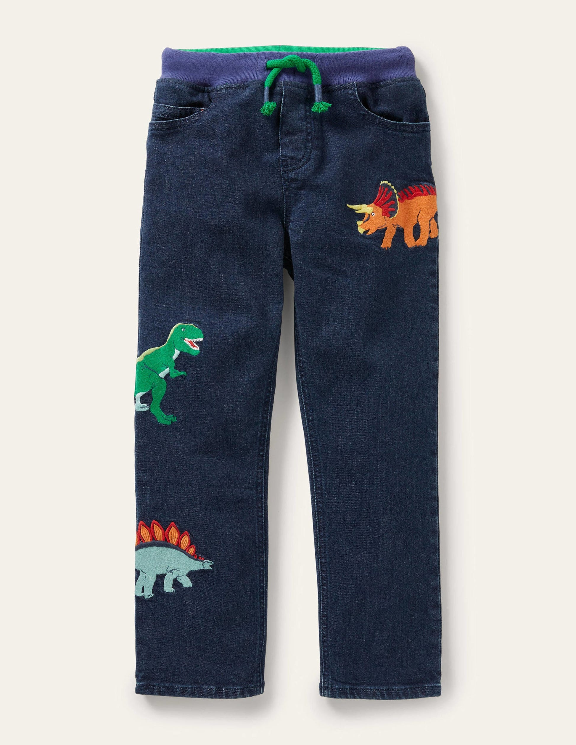 Dinosaur Pull-on Denim Jeans-Mid Vintage Dinos-1