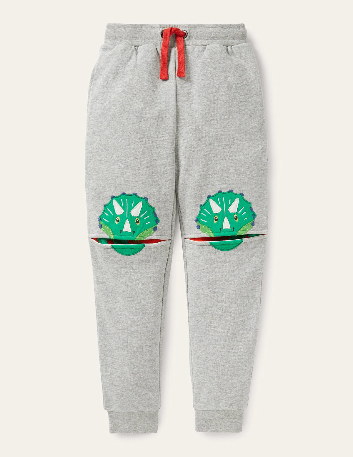 Appliqué Knee Joggers-Grey Marl Dinosaur - Image 1