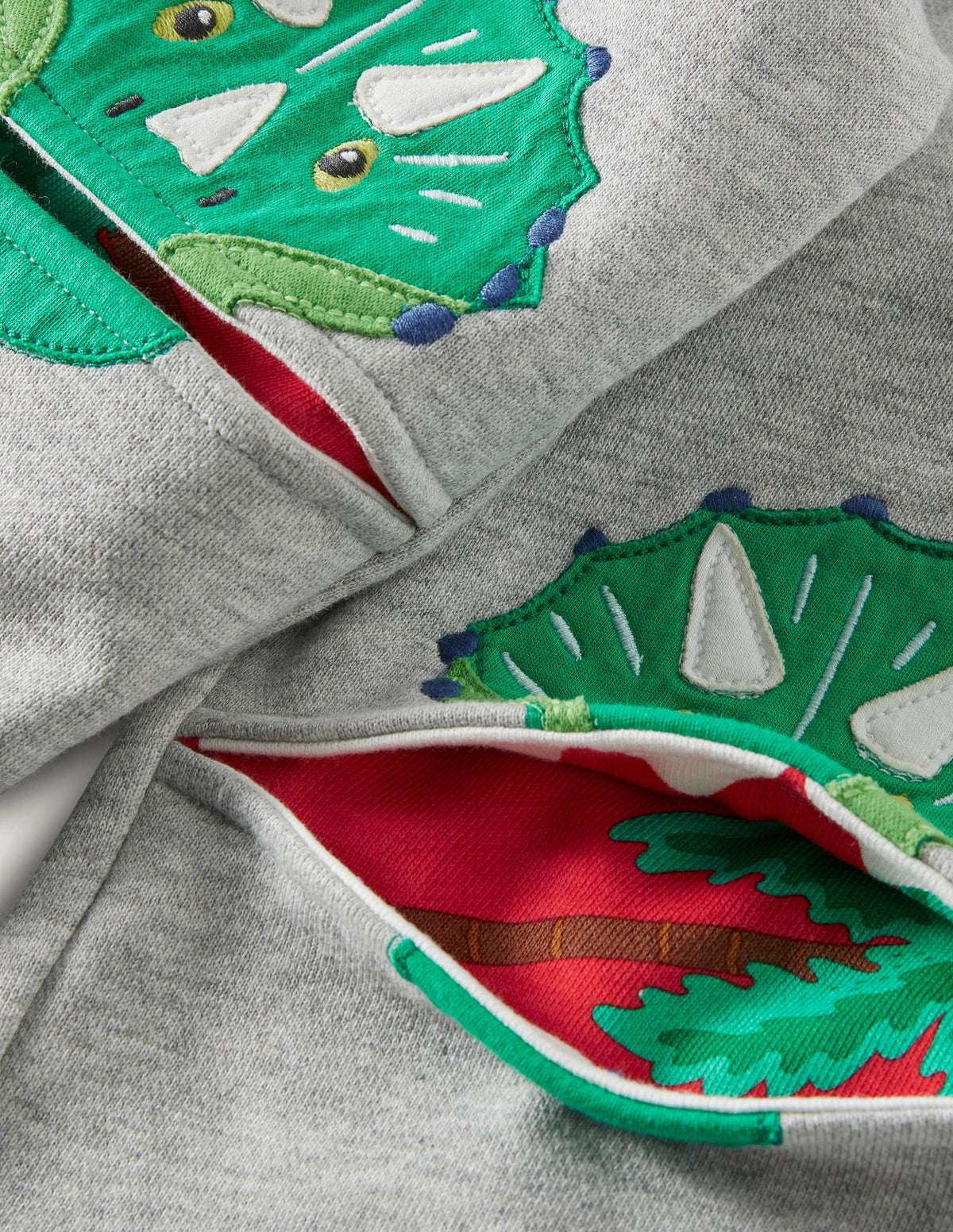 Appliqué Knee Joggers-Grey Marl Dinosaur - Image 3