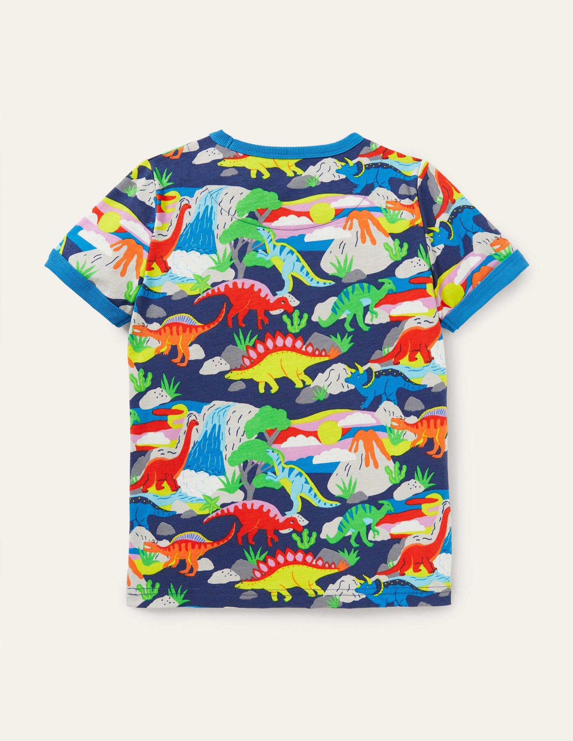 Printed Ringer T-shirt-Multi Dino-2