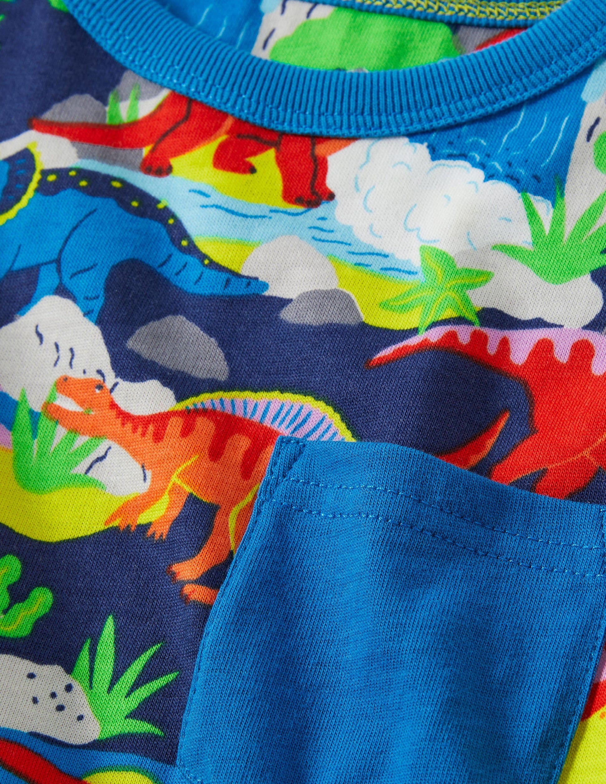 Printed Ringer T-shirt-Multi Dino-3