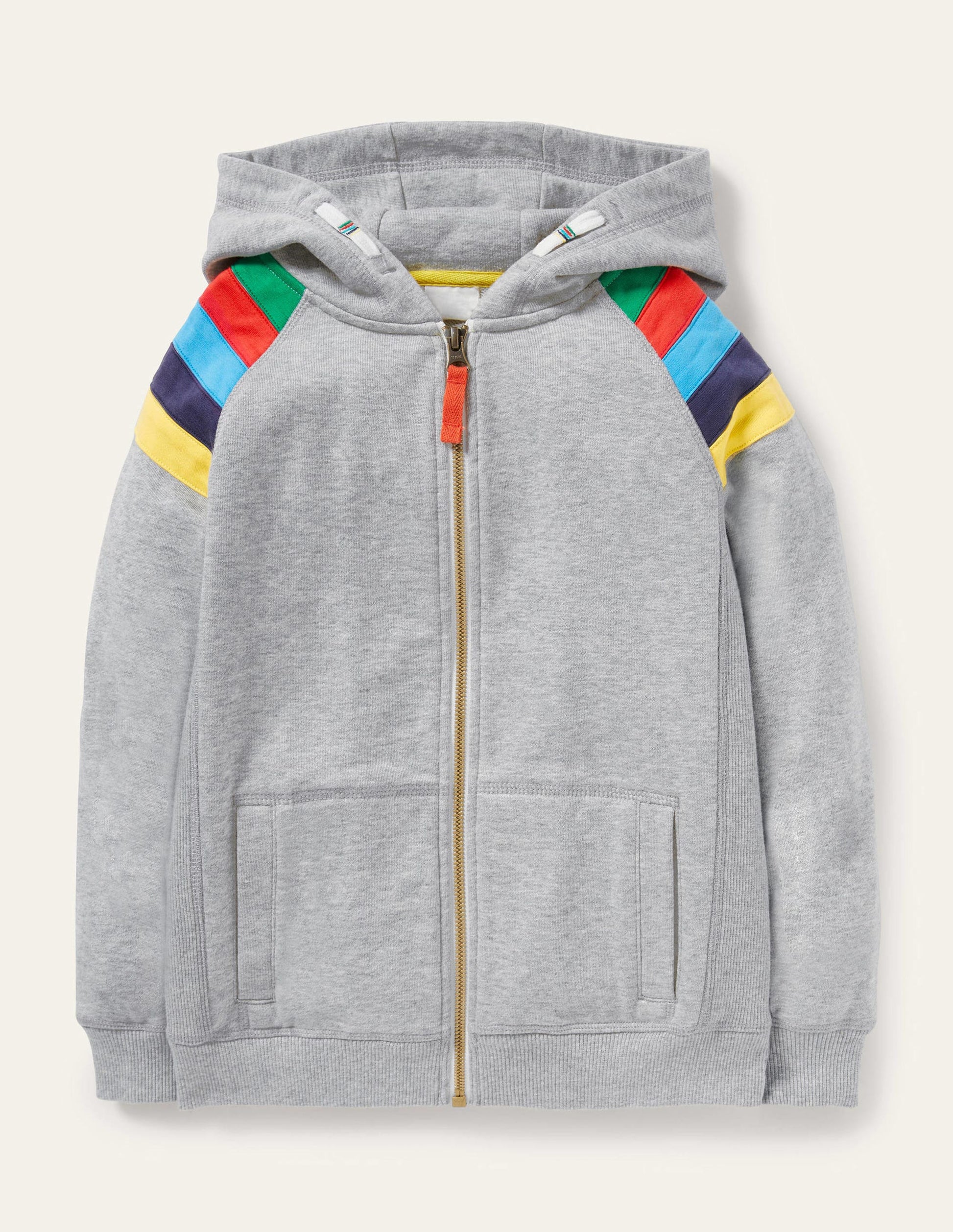 Rainbow Sleeve Zip-Up Hoodie-Grey Marl-1