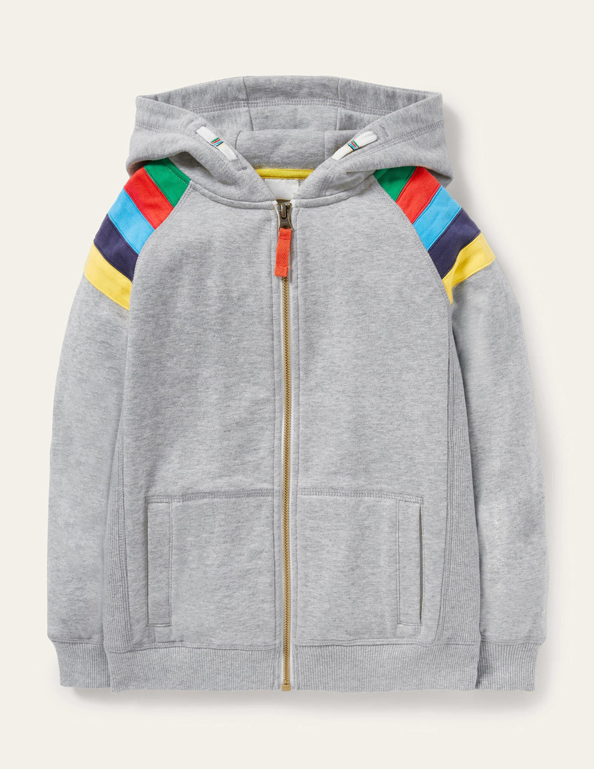 Rainbow Sleeve Zip-Up Hoodie-Grey Marl - Image 1