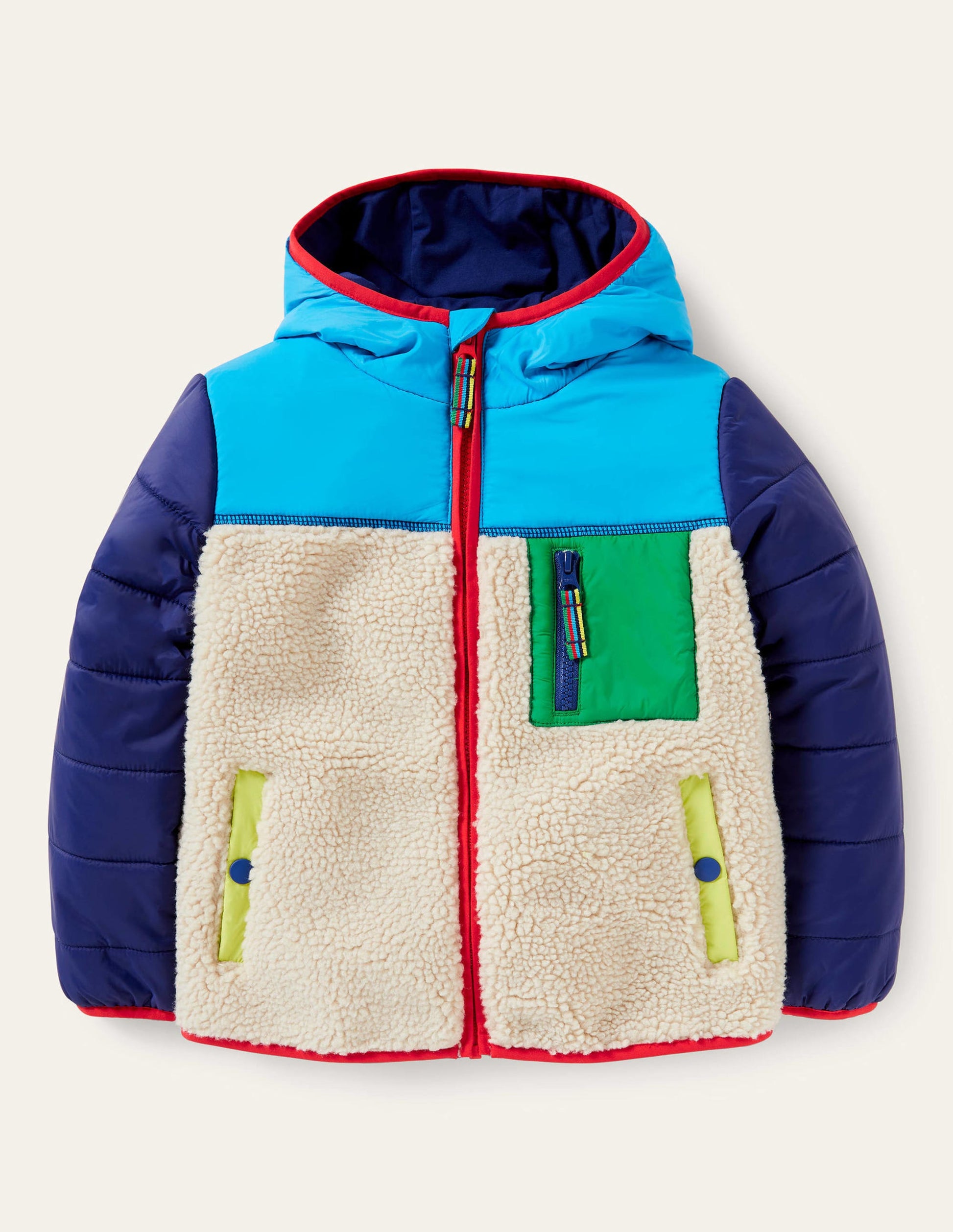 Colourblock Zip-up Fleece Jacket-Multi Colourblock-1