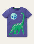 Glow-in-the-dark Scene T-shirt-Starboard Blue Dinosaur