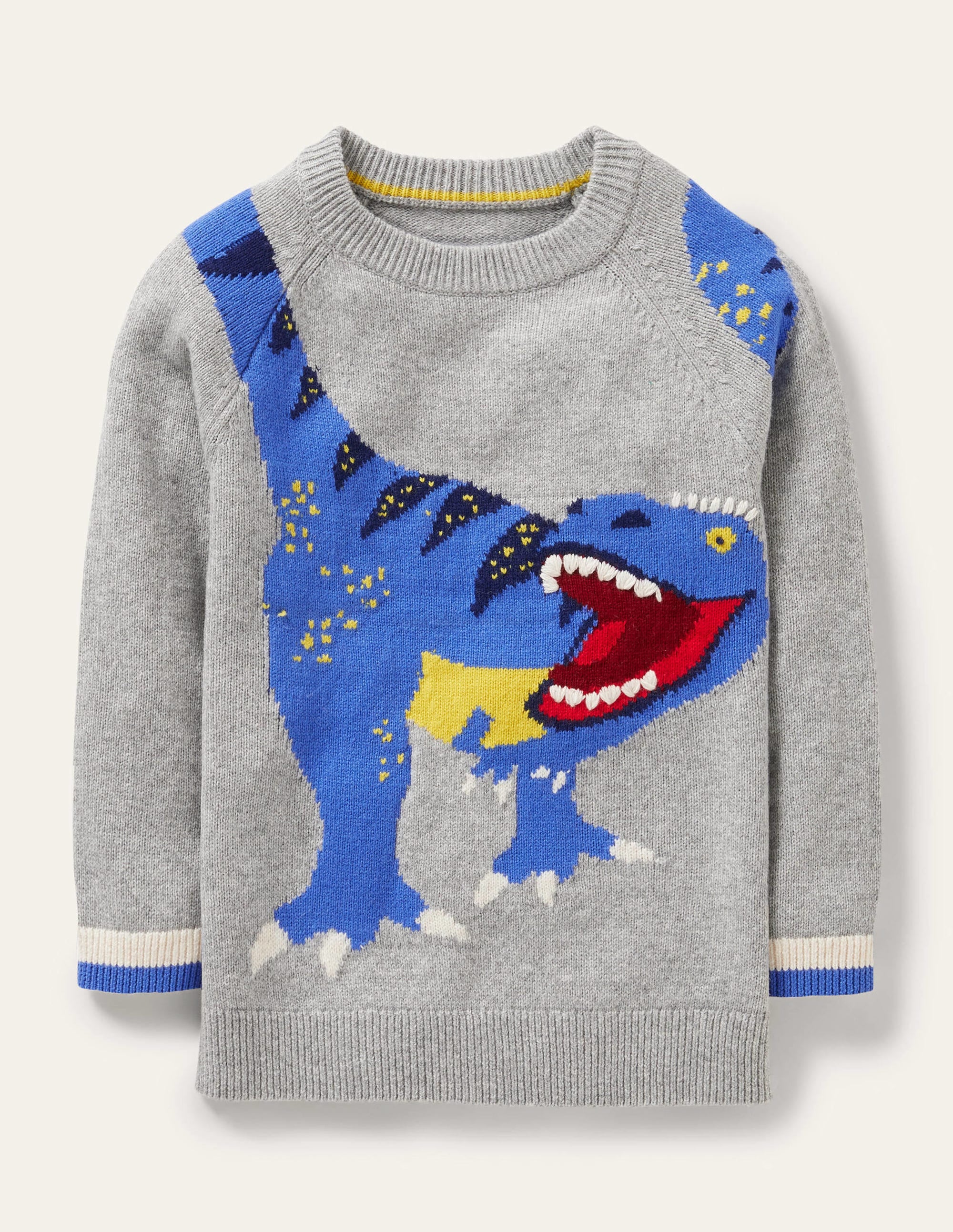 Fun Jumper-Grey Melange Dinosaur - Image 1