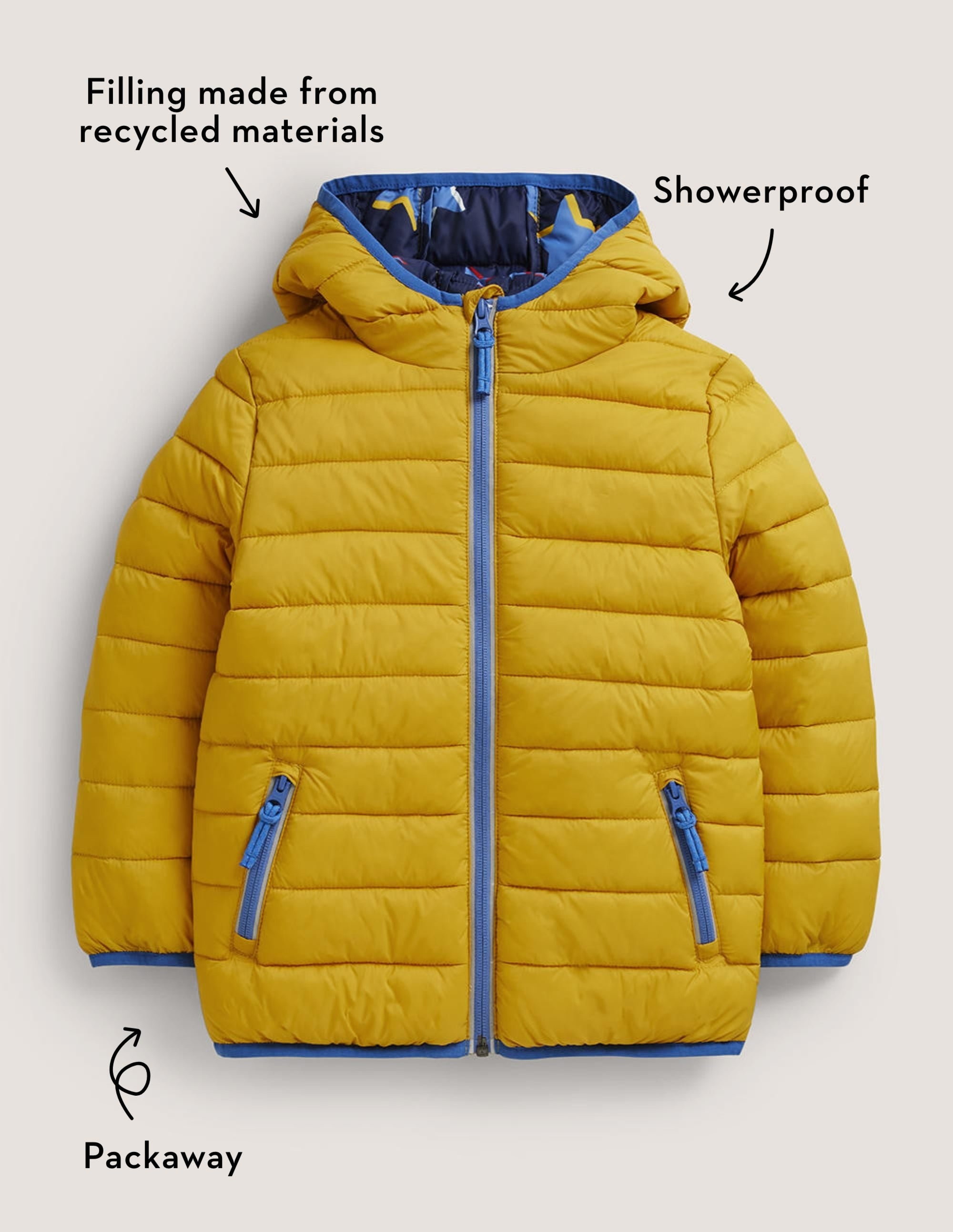 Cosy Pack-away Padded Jacket-Honeycomb Yellow - Image 4