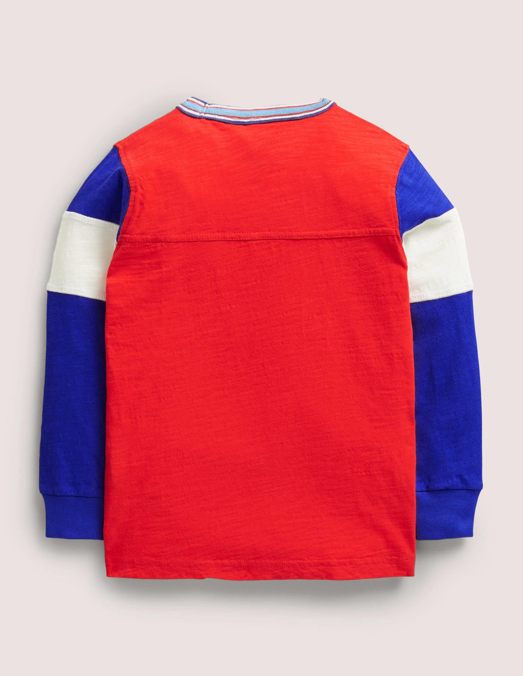 Sporty Long Sleeve T-shirt-Red Colourblock - Image 2