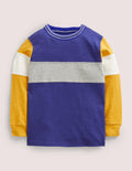 Sporty Long Sleeve T-shirt-Yellow Colourblock