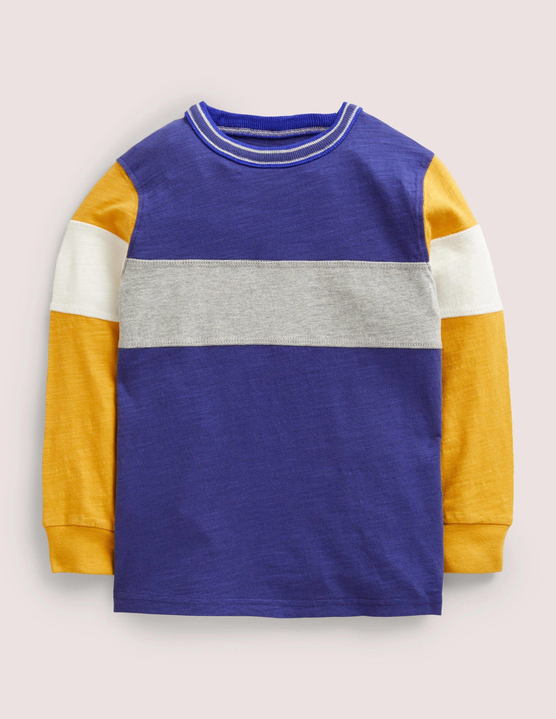 Sporty Long Sleeve T-shirt-Yellow Colourblock-1