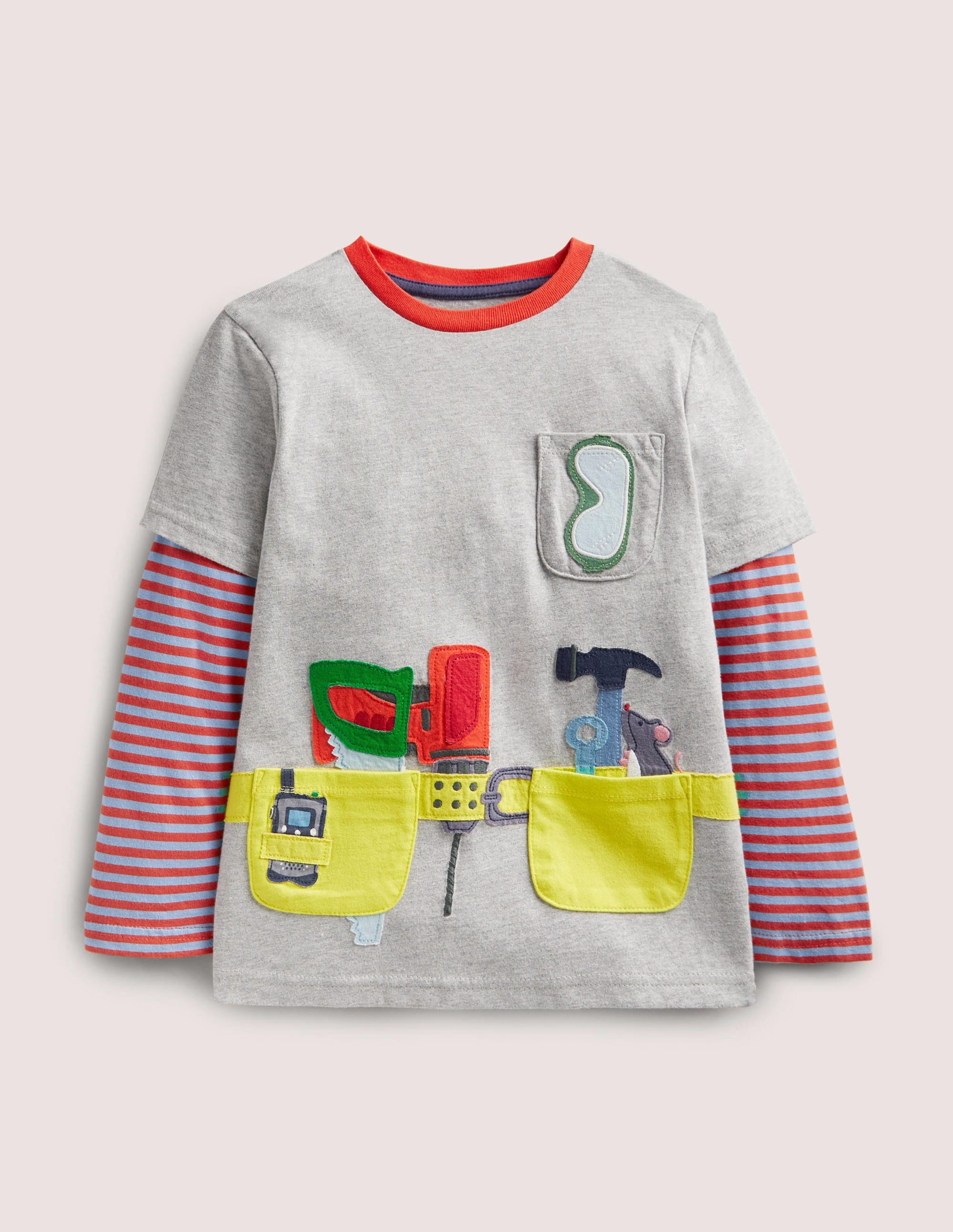 Occupational Appliqué T-shirt-Grey Marl Builder - Image 1