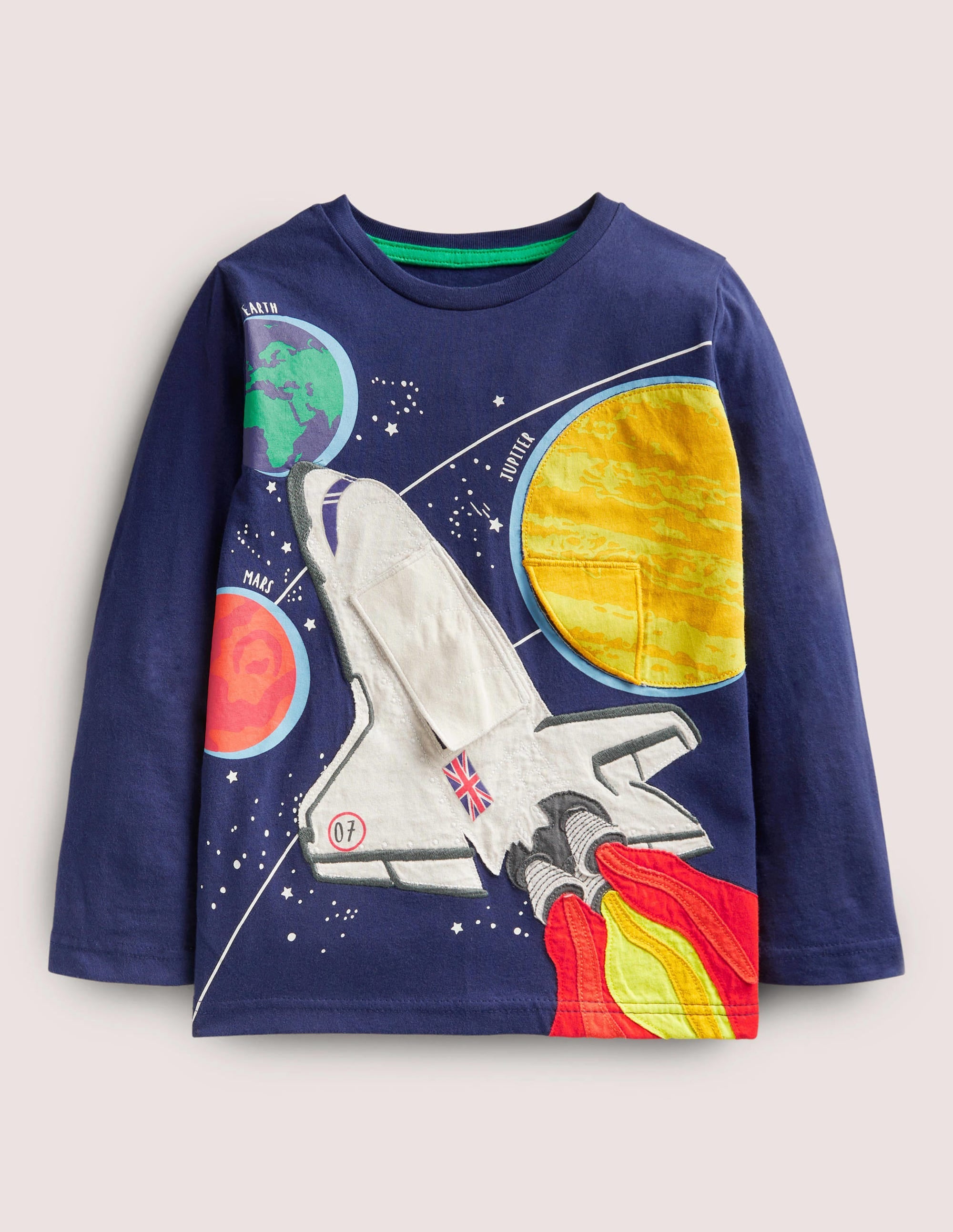Lift-the-flap Rocket T-shirt-Navy Ombre Rocket - Image 1