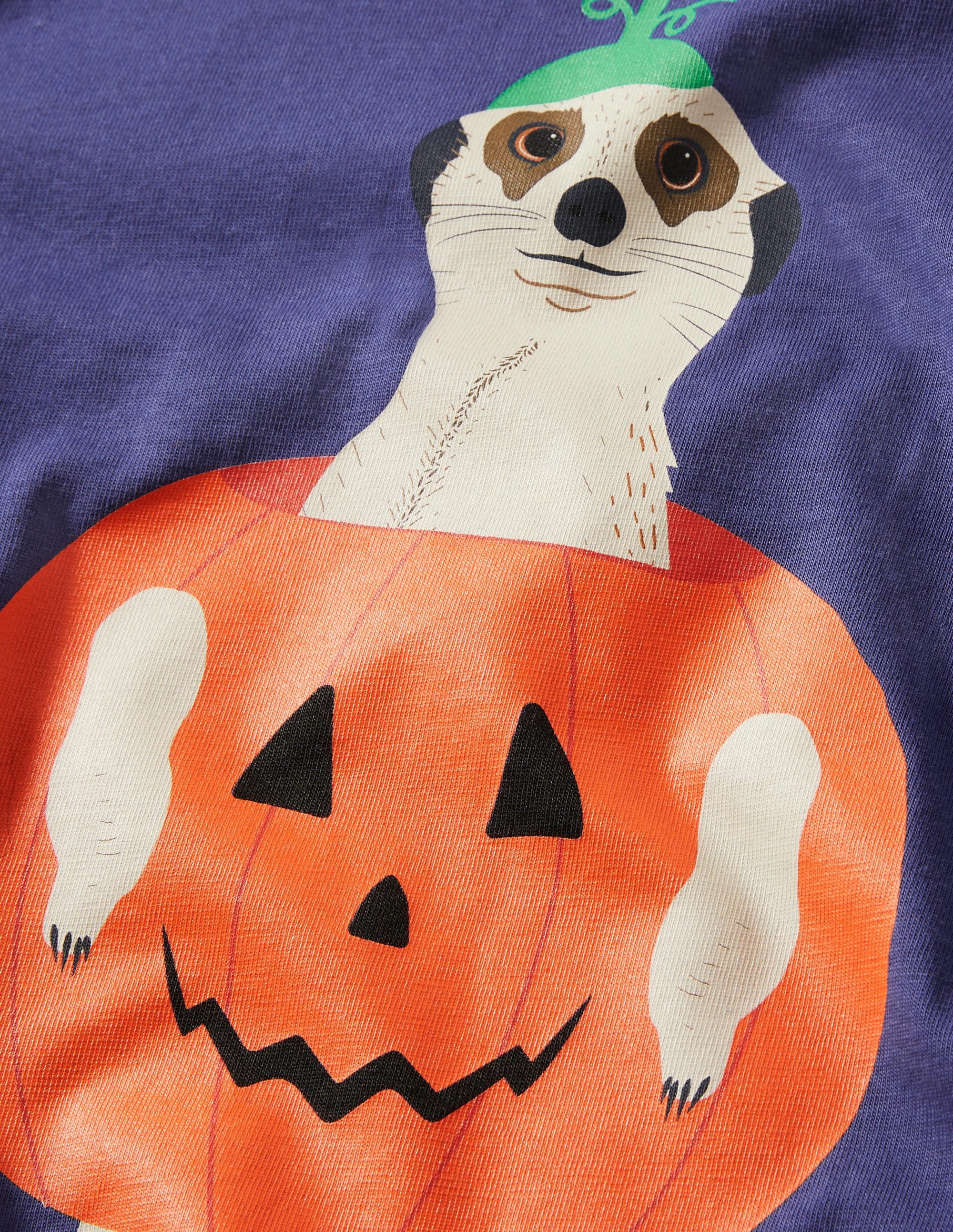 Halloween Double Layer T-shirt-Navy/Ivory Meerkat - Image 3