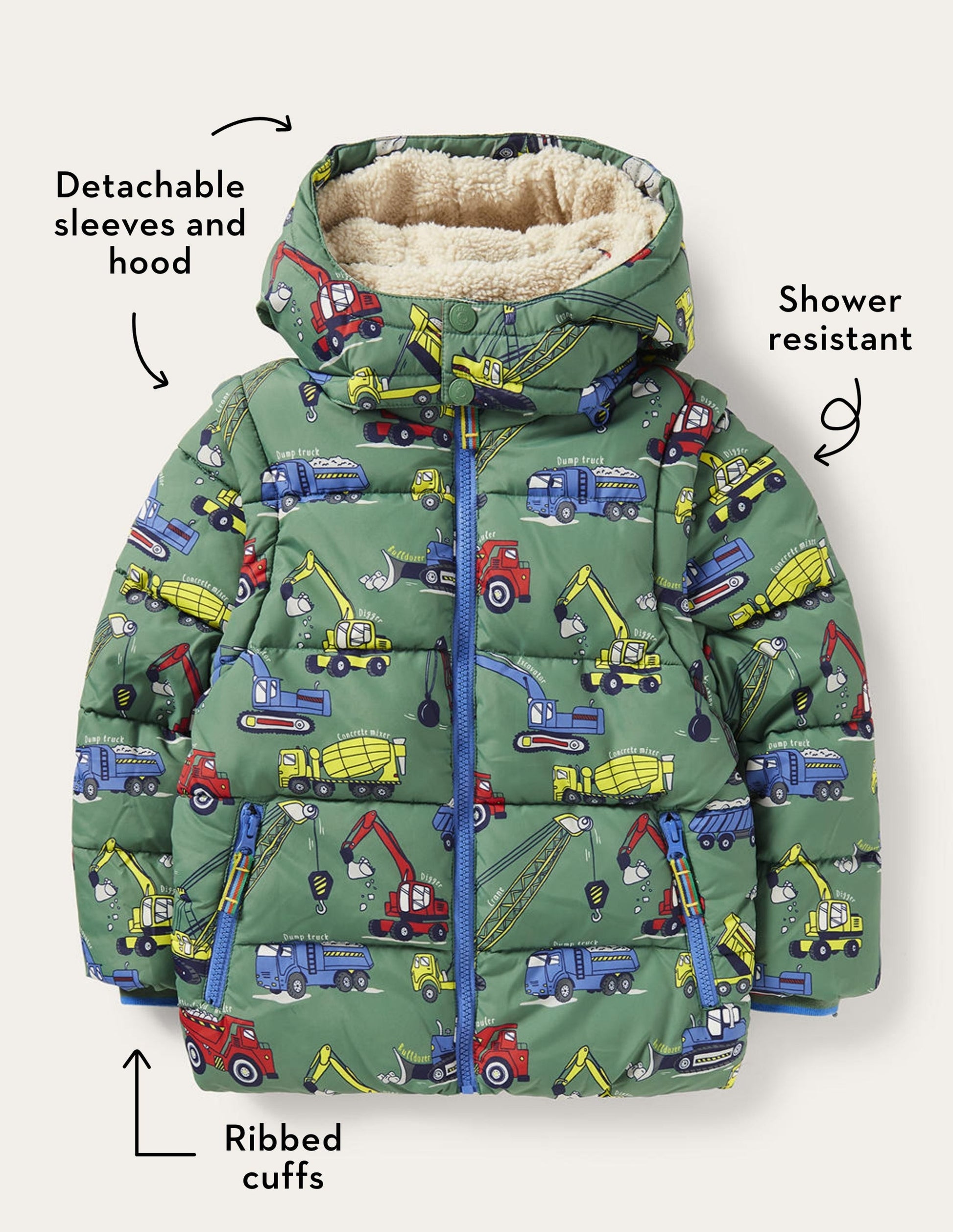 Cosy 2-in-1 Padded Jacket-Rosemary Green Vehicles-4