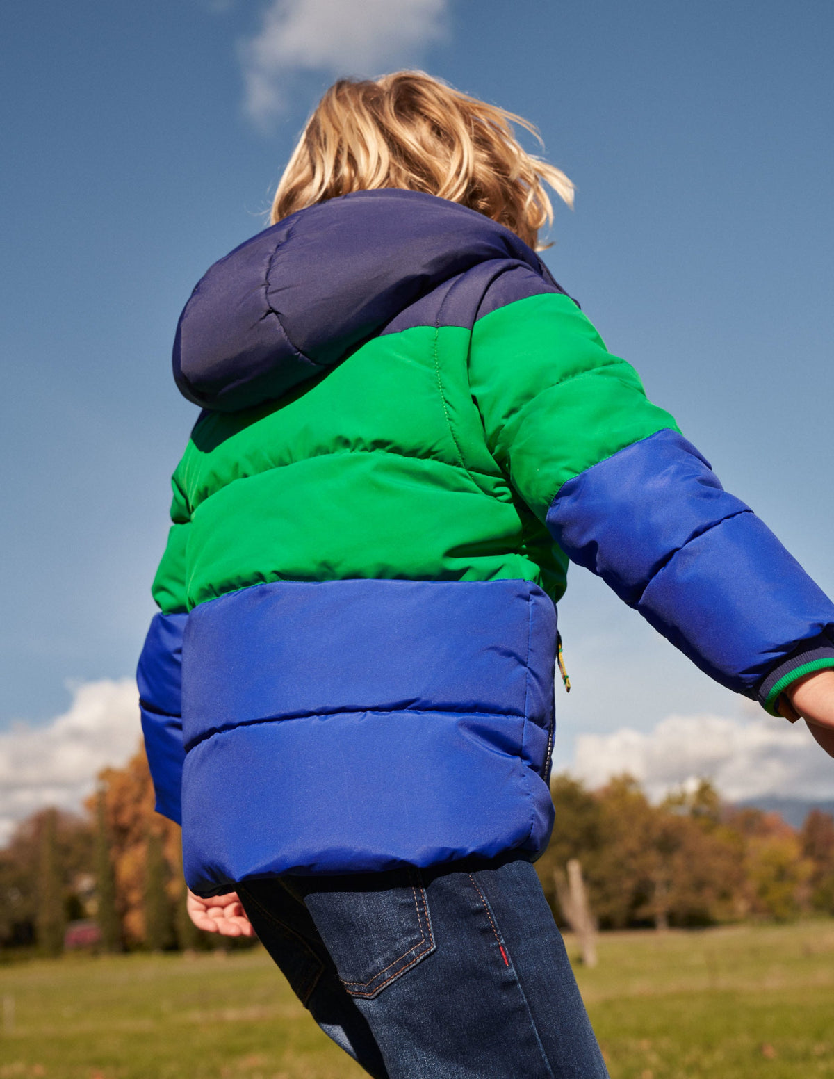 Colourblock 2-in-1 Puffer Jacket-College Navy/Green Colourblock - Image 6