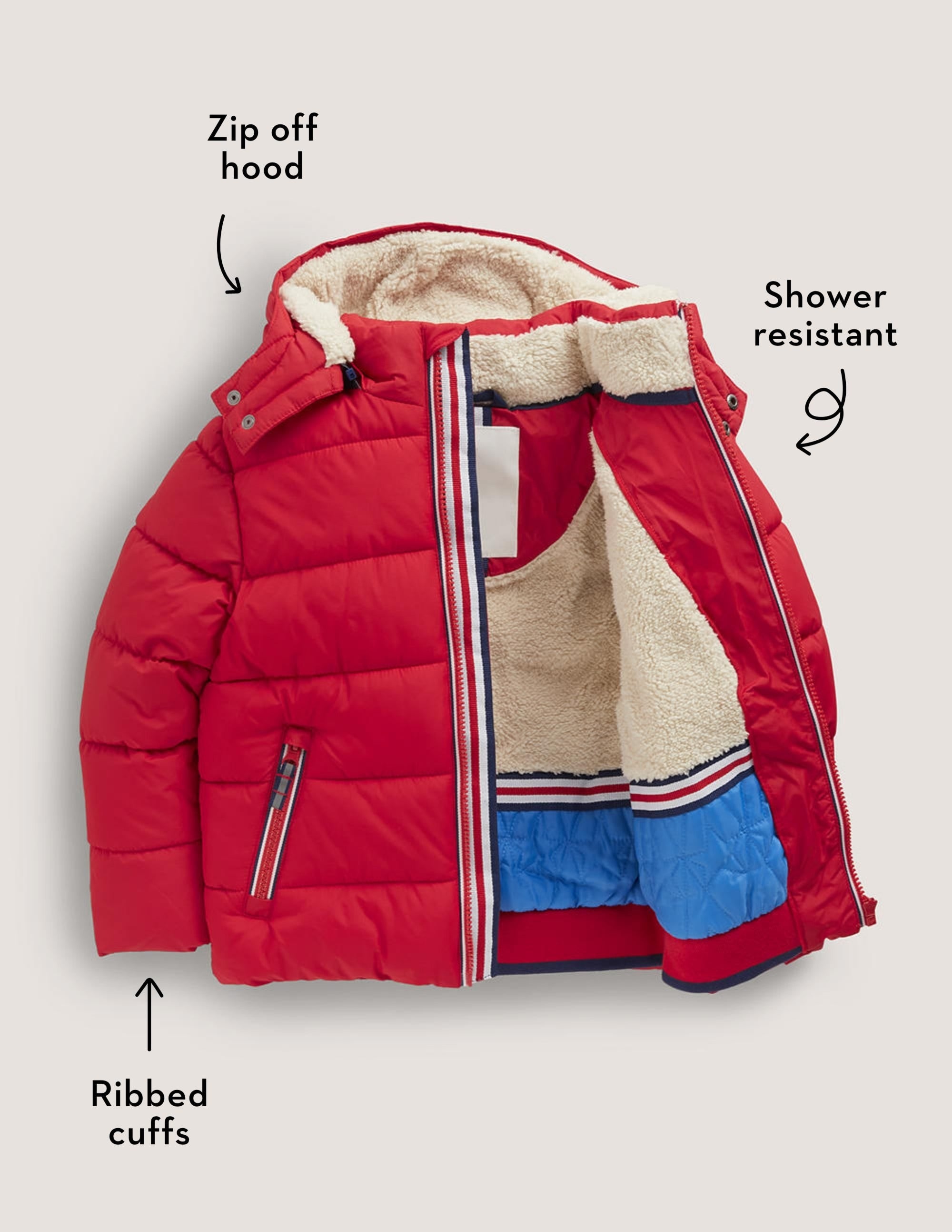 Shower-Resistant Padded Jacket-Rockabilly Red - Image 5