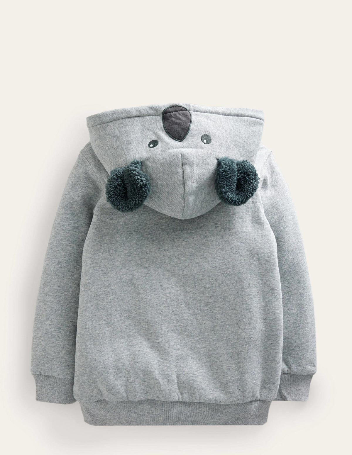Shaggy-Lined Animal Hoodie-Grey Marl Koala-2
