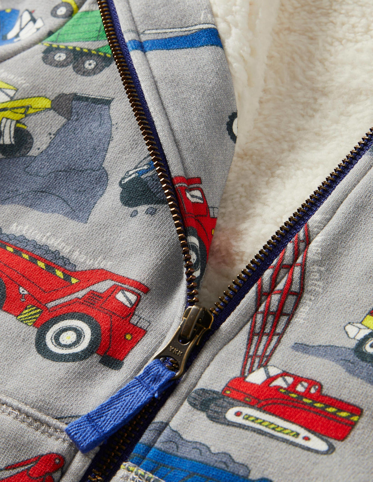 Shaggy-lined Printed Hoodie-Grey Marl Dig It-3