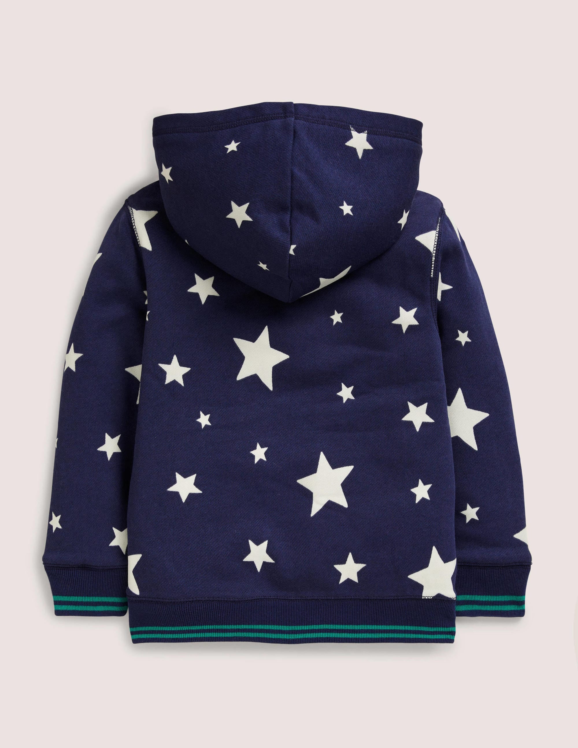 Navy Star Print Fleece-Lined Hoodie-College Navy Glow Stars - Image 2
