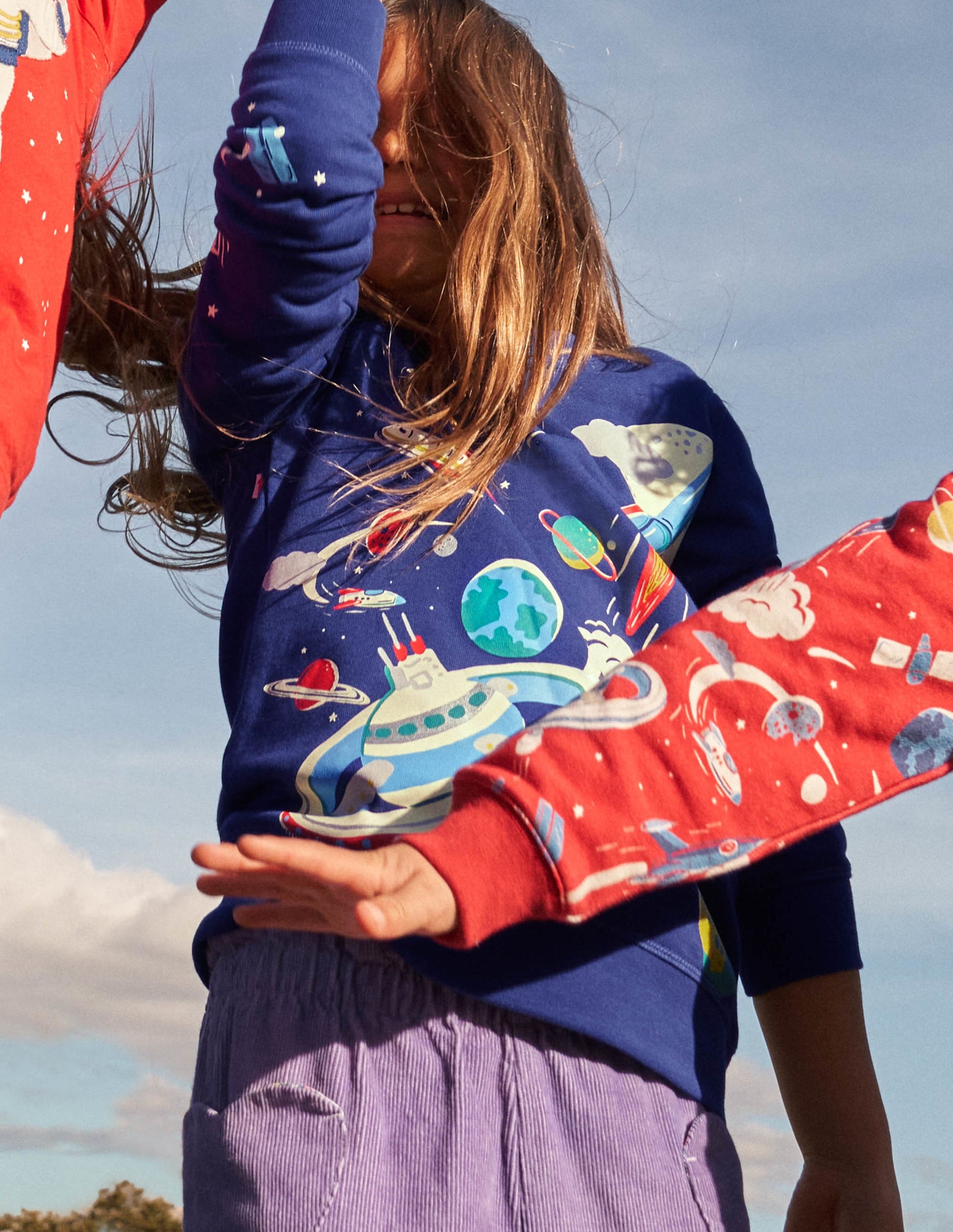 Glowing Space Sweatshirt-School Navy Space Print-1