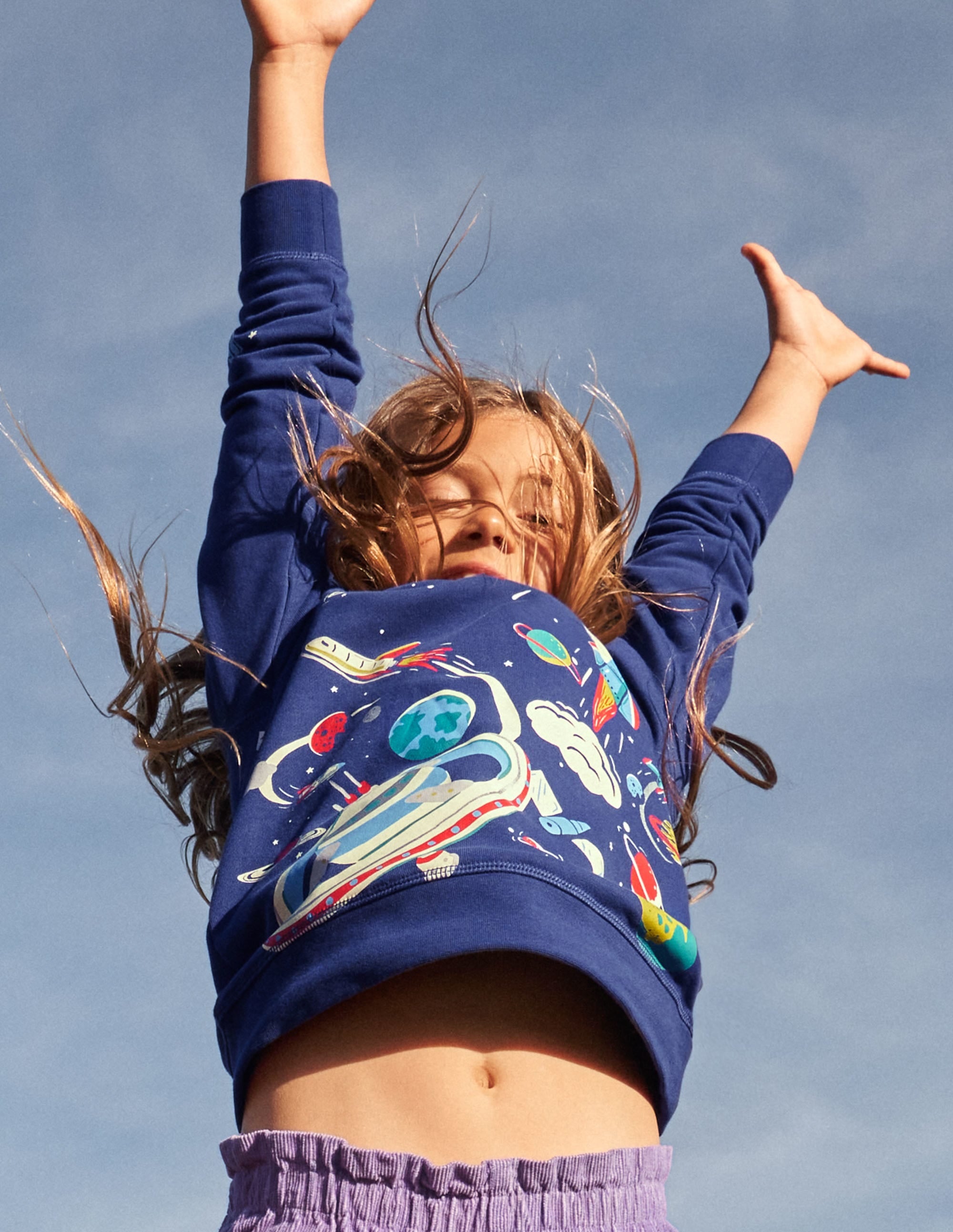 Glowing Space Sweatshirt-School Navy Space Print - Image 8