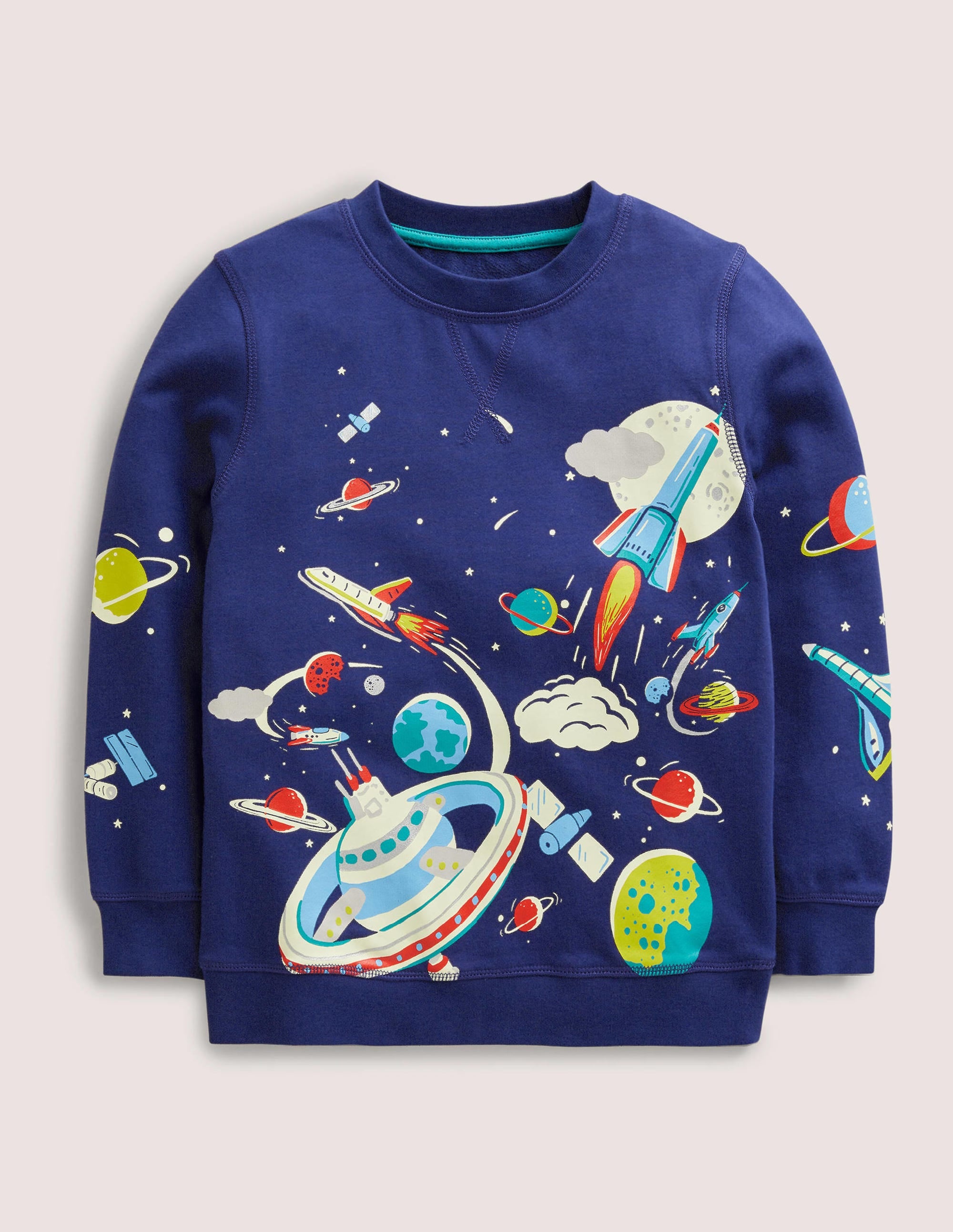 Glowing Space Sweatshirt-School Navy Space Print - Image 9
