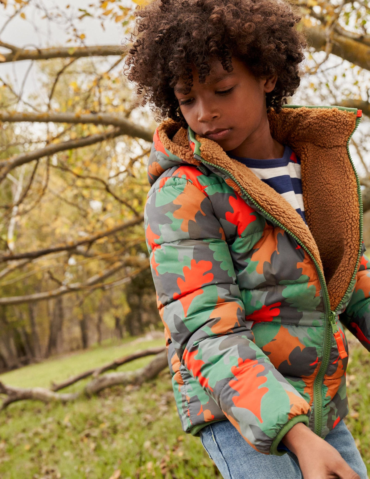 Autumn Leaf Reversible Teddy Puffer Jacket-Rosemary Autumn Leaf Camo - Image 7