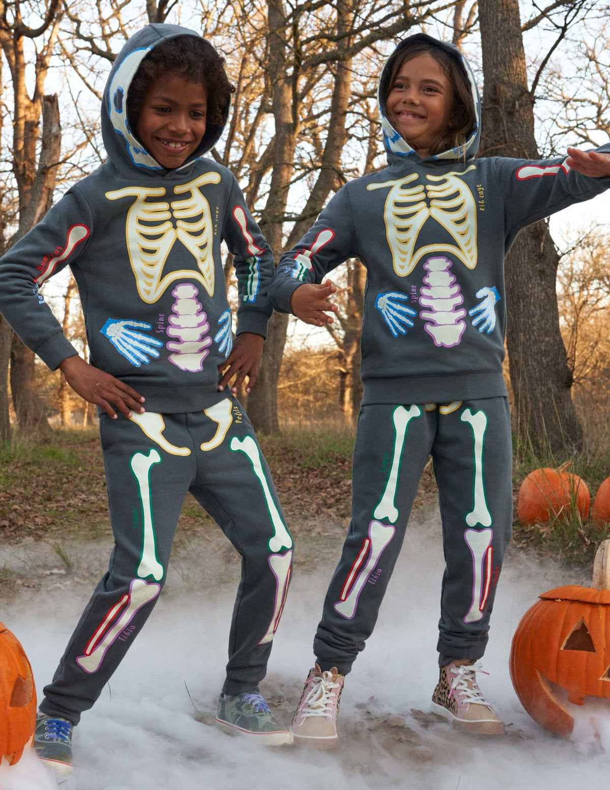 Halloween Glow Skeleton Hoodie-Smoke Grey Glowing Skeleton-6